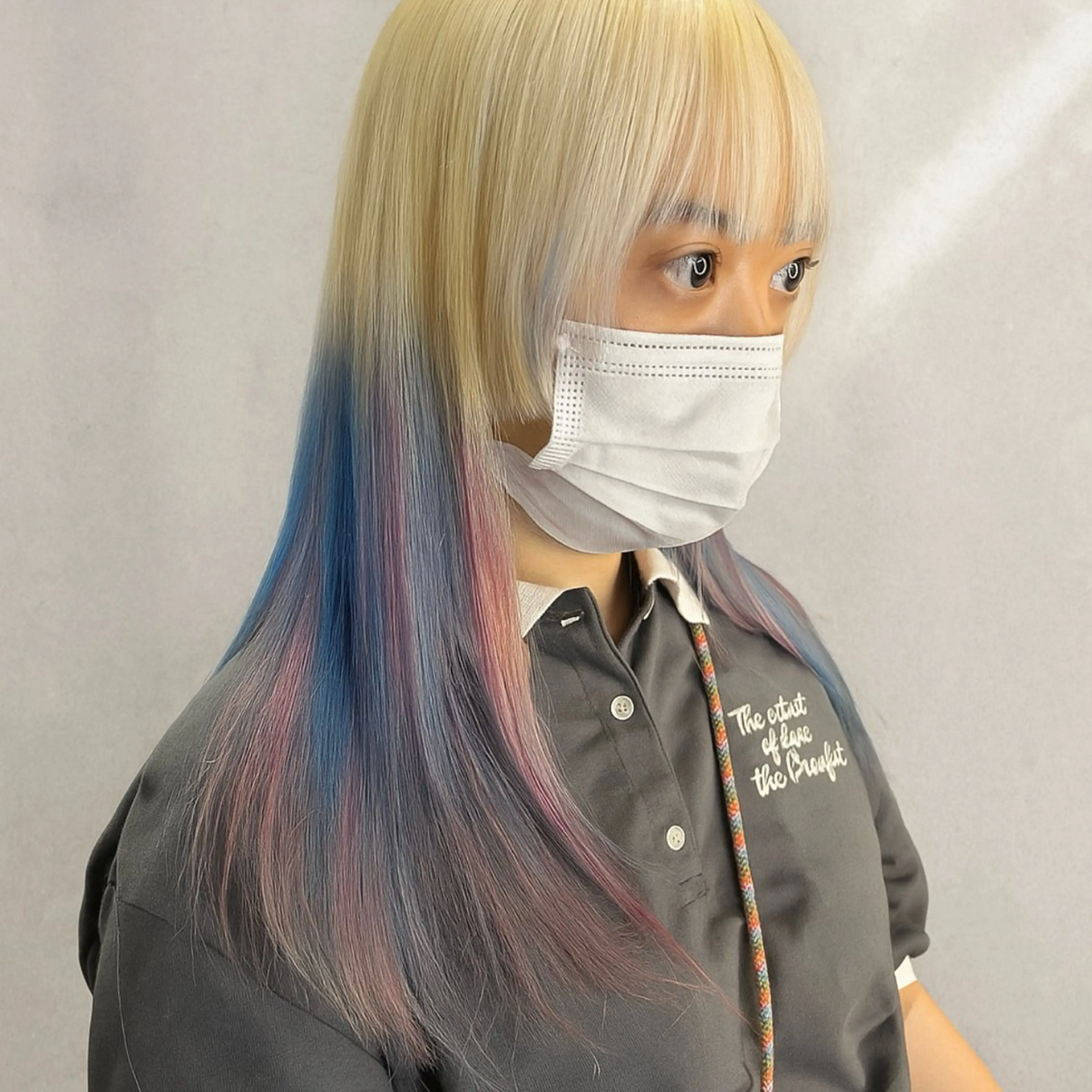 ロング カラー ブリーチ デザインカラー ボブ 顔周りカット 髪質改善 カット ヘアカラー トリートメント 【nui 茨木】 清水優のヘアスタイル