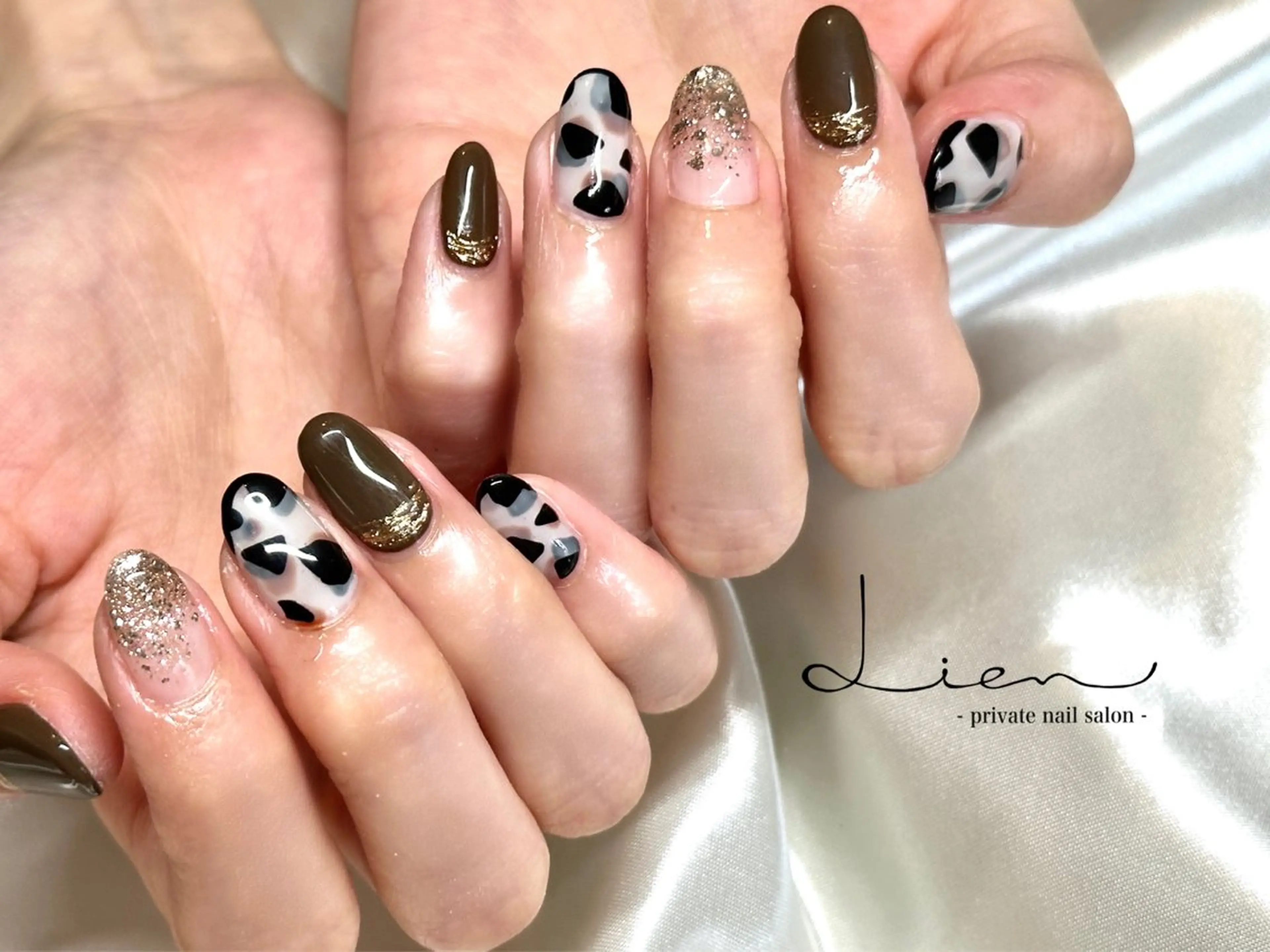 ネイル べっ甲ネイル ニュアンスネイル ハンドネイル Lien 【リアン】北堀江のネイルデザイン