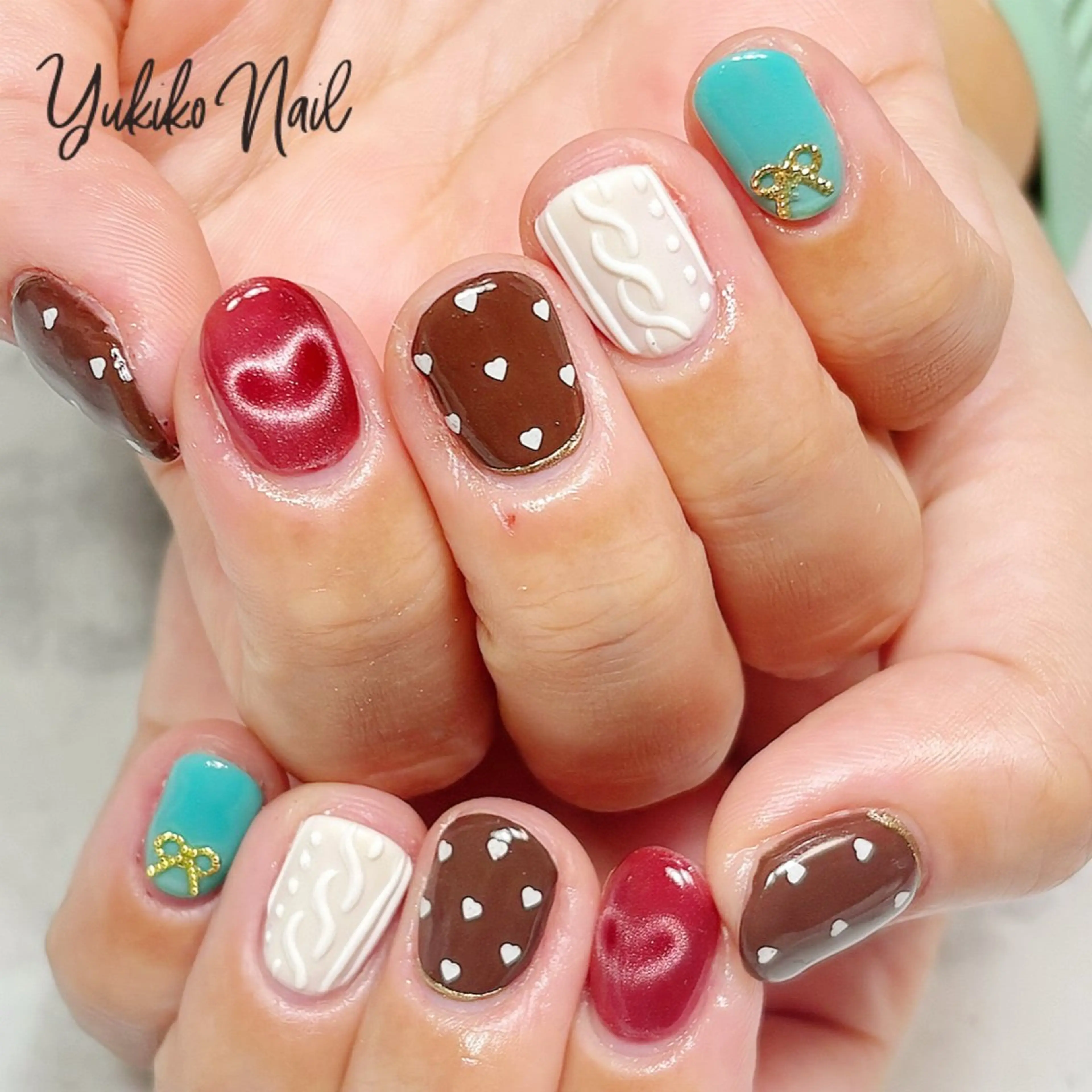 ネイル ハート バレンタイン ハンドネイル ユキコ ネイルのネイルデザイン