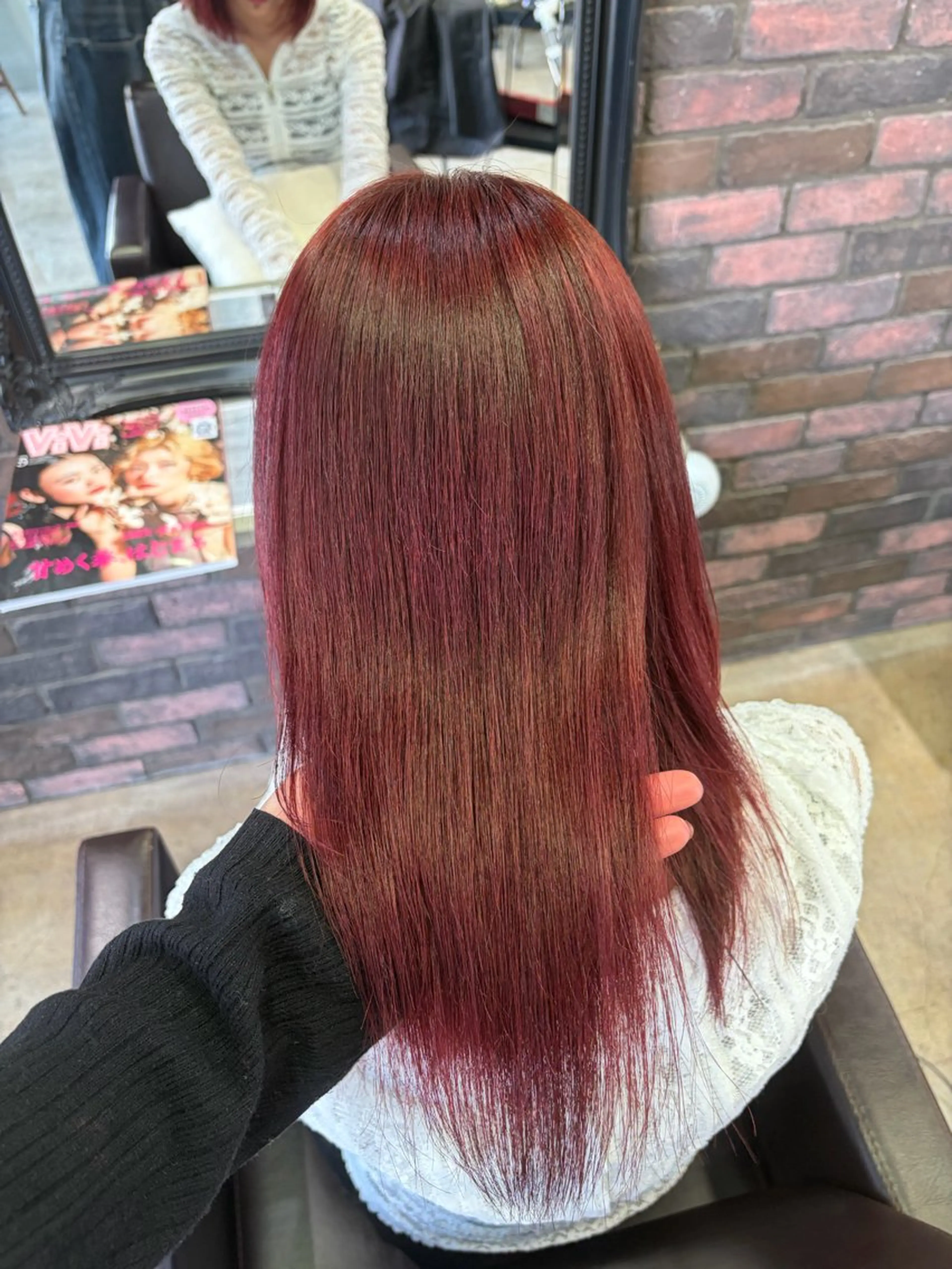 ミディアム カラー ブリーチ ブリーチなしカラー レッドカラー カット ヘアカラー トリートメント 髪質改善特化🥣🫧 天神美容室のヘアスタイル