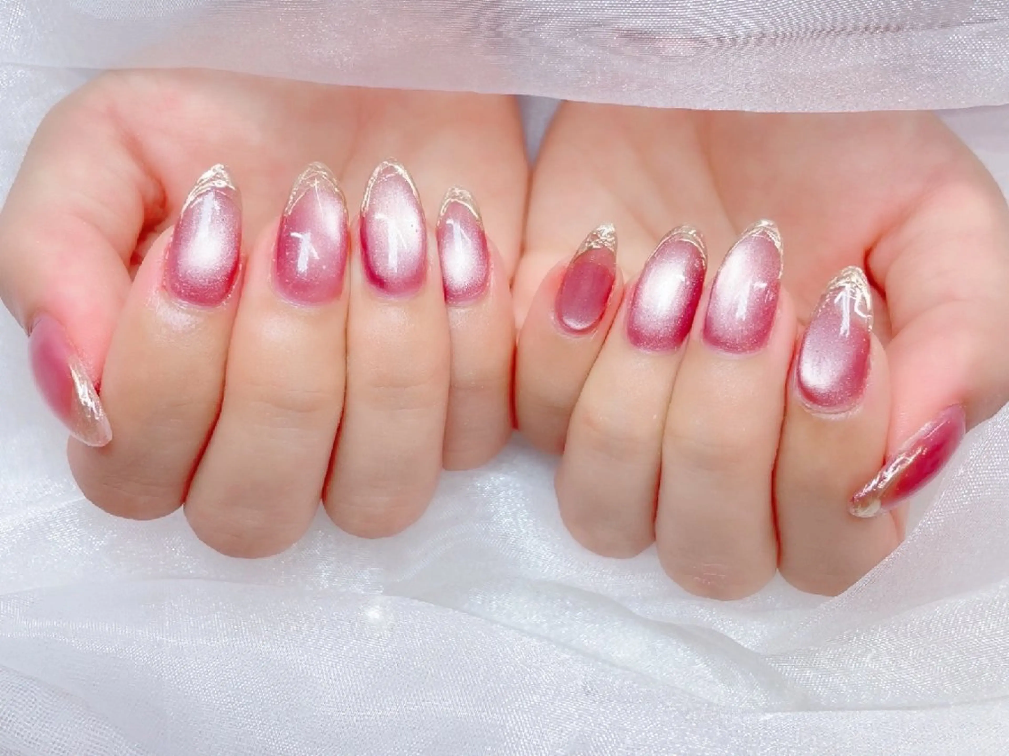 ネイル 長さ出し フラッシュネイル フレンチネイル キラキラネイル ラメ(グリッター) Chouette Nailのネイルデザイン
