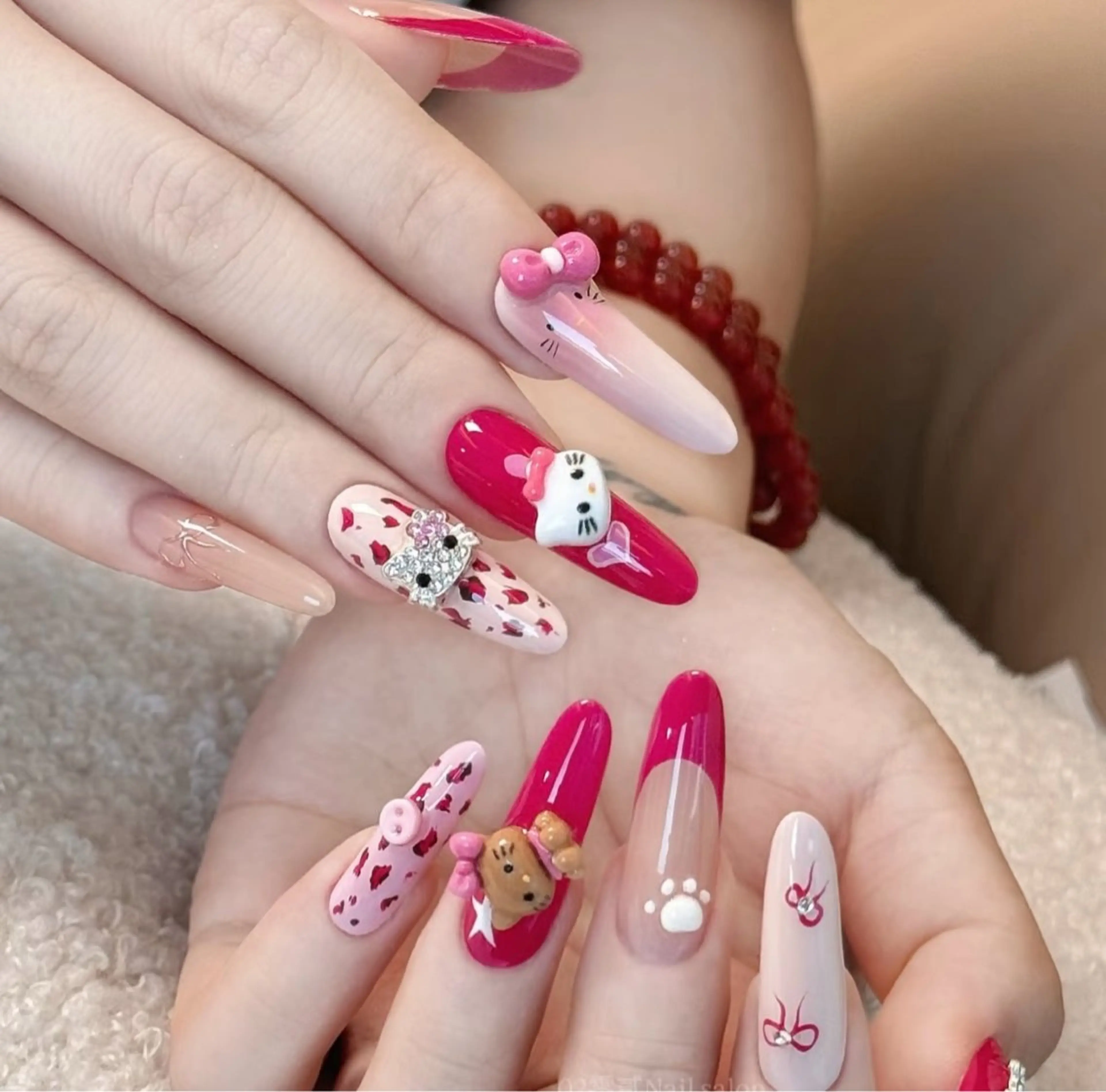 ネイル 持ち込み ピンク ハンドネイル B·U Nail大宮 長さだし専門店のネイルデザイン