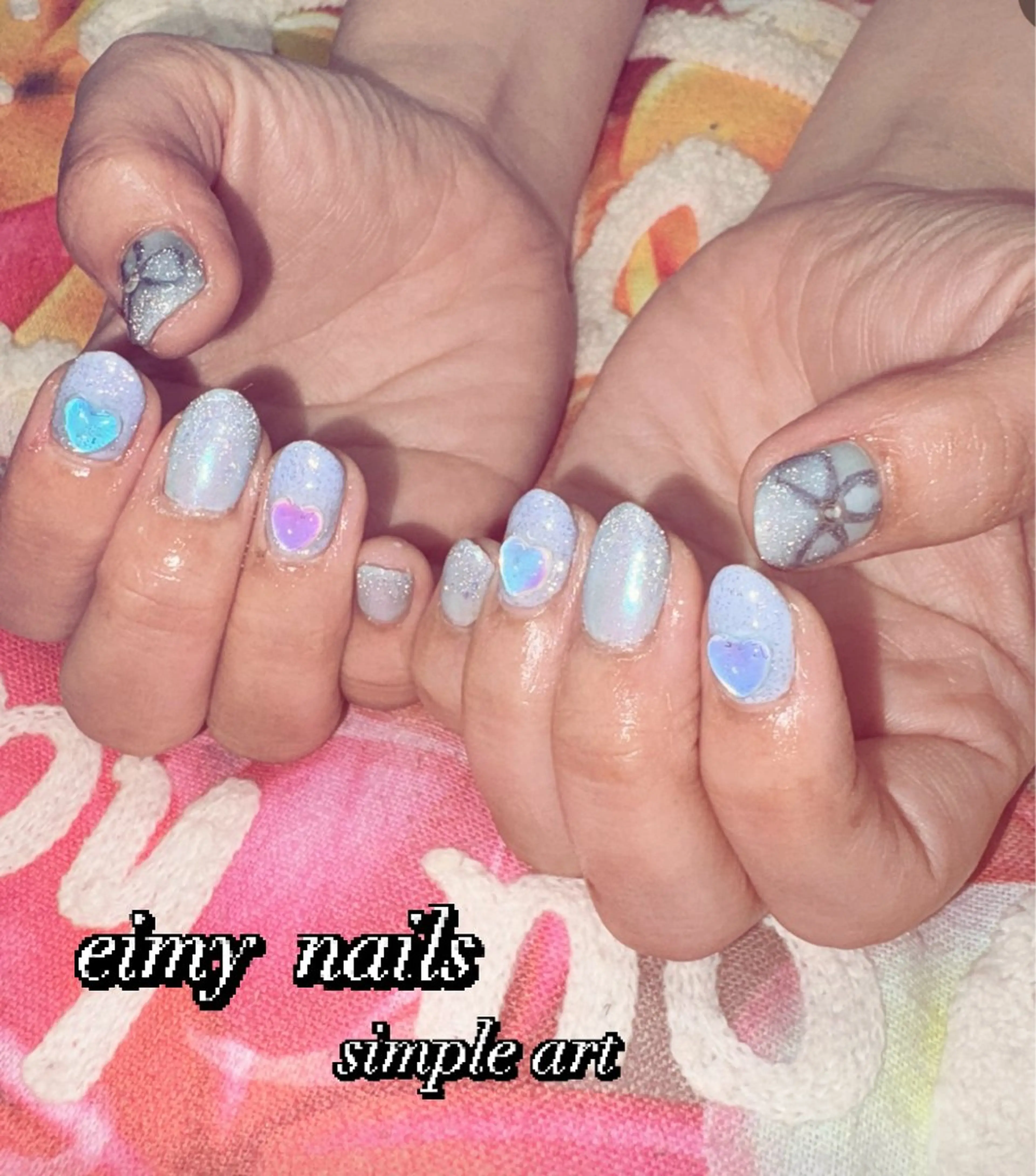 ネイル アートネイル オーロラネイル フラッシュネイル ハート ラメ(グリッター) ハンドネイル eimy nails♡のネイルデザイン