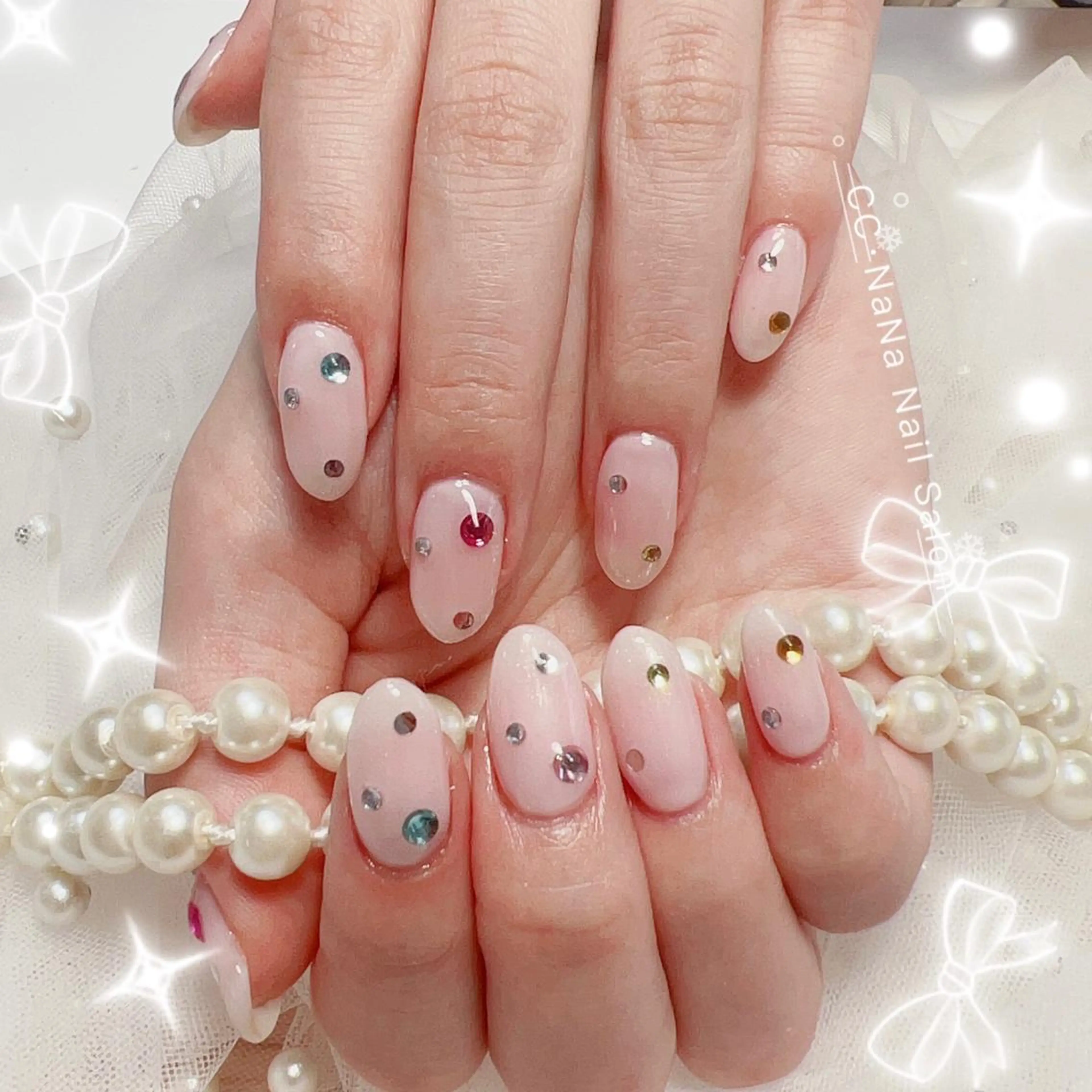 ネイル チークネイル フラッシュネイル ジェルネイル ハート キラキラネイル ハンドネイル 💎CC・NaNa 韓国風ネイル🌙Cのネイルデザイン