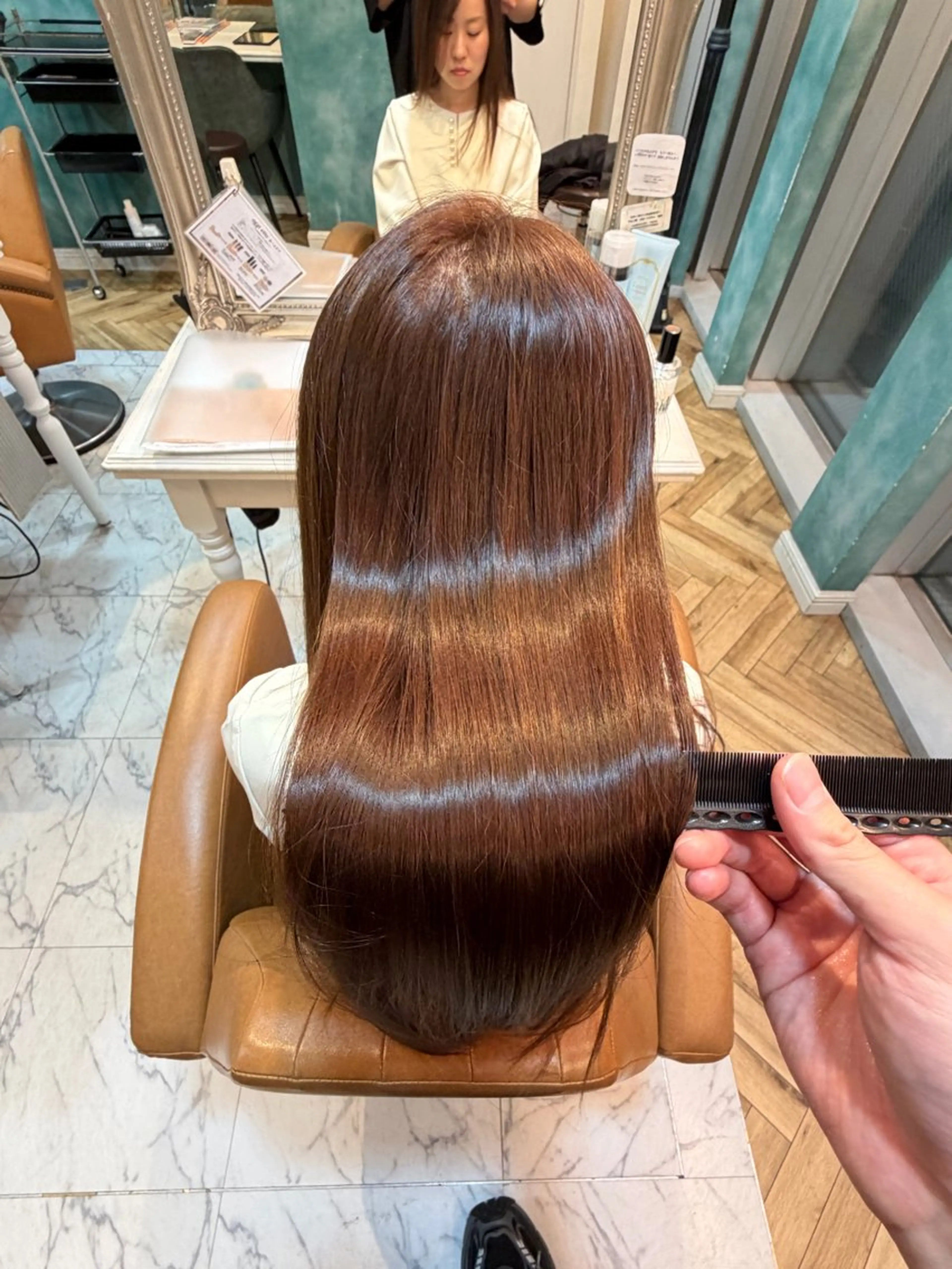 ロング 髪質改善 韓国風ヘア レイヤーカット 縮毛矯正 酸性ストレート るい/艶カラー/美髪 縮毛矯正/白髪染めのヘアスタイル