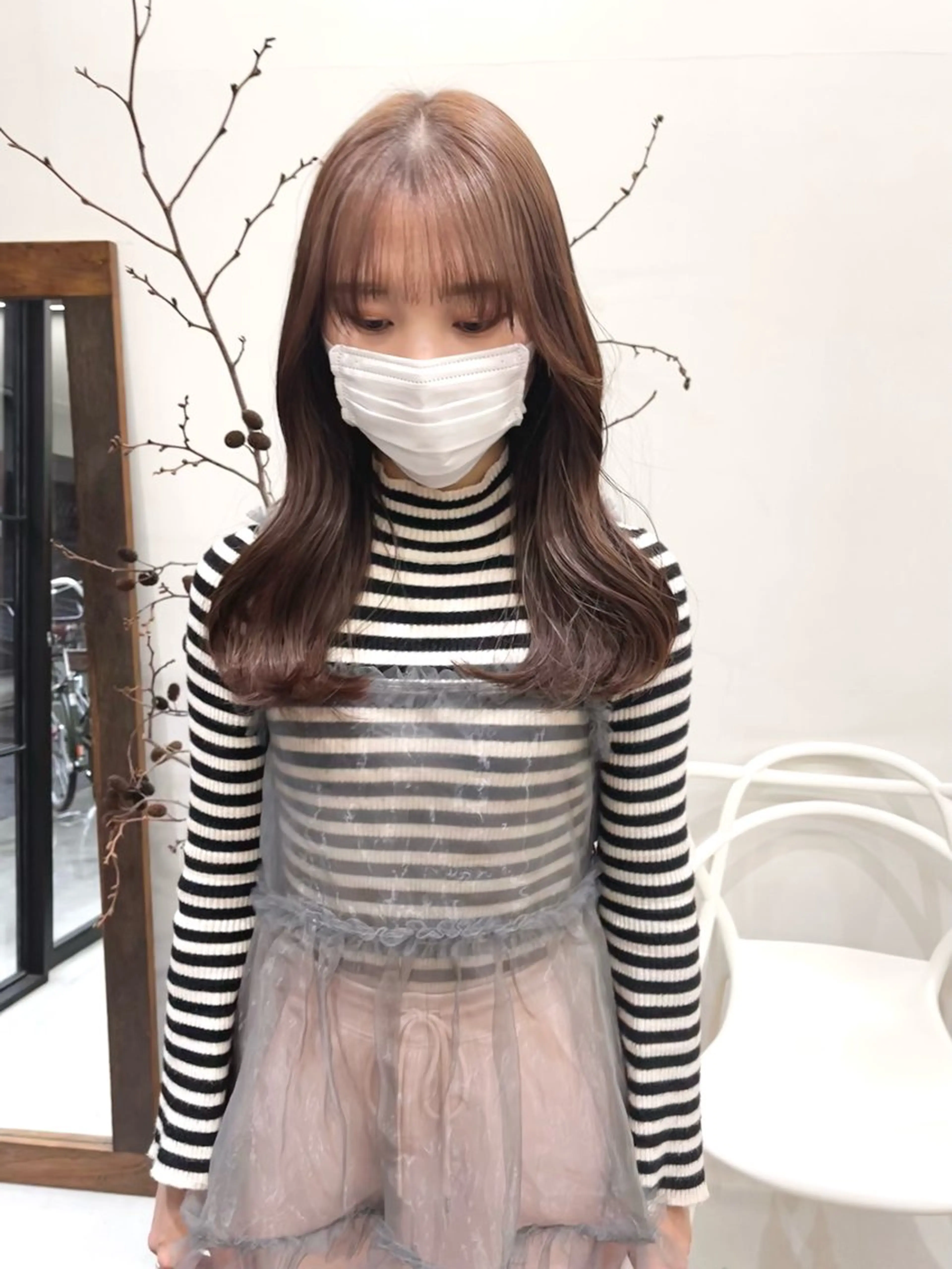 セミロング カラー ヘアアレンジ ブリーチ ダブルカラー ブリーチなしカラー ena/ブリーチなし 透明感・レイヤー🎀のヘアスタイル