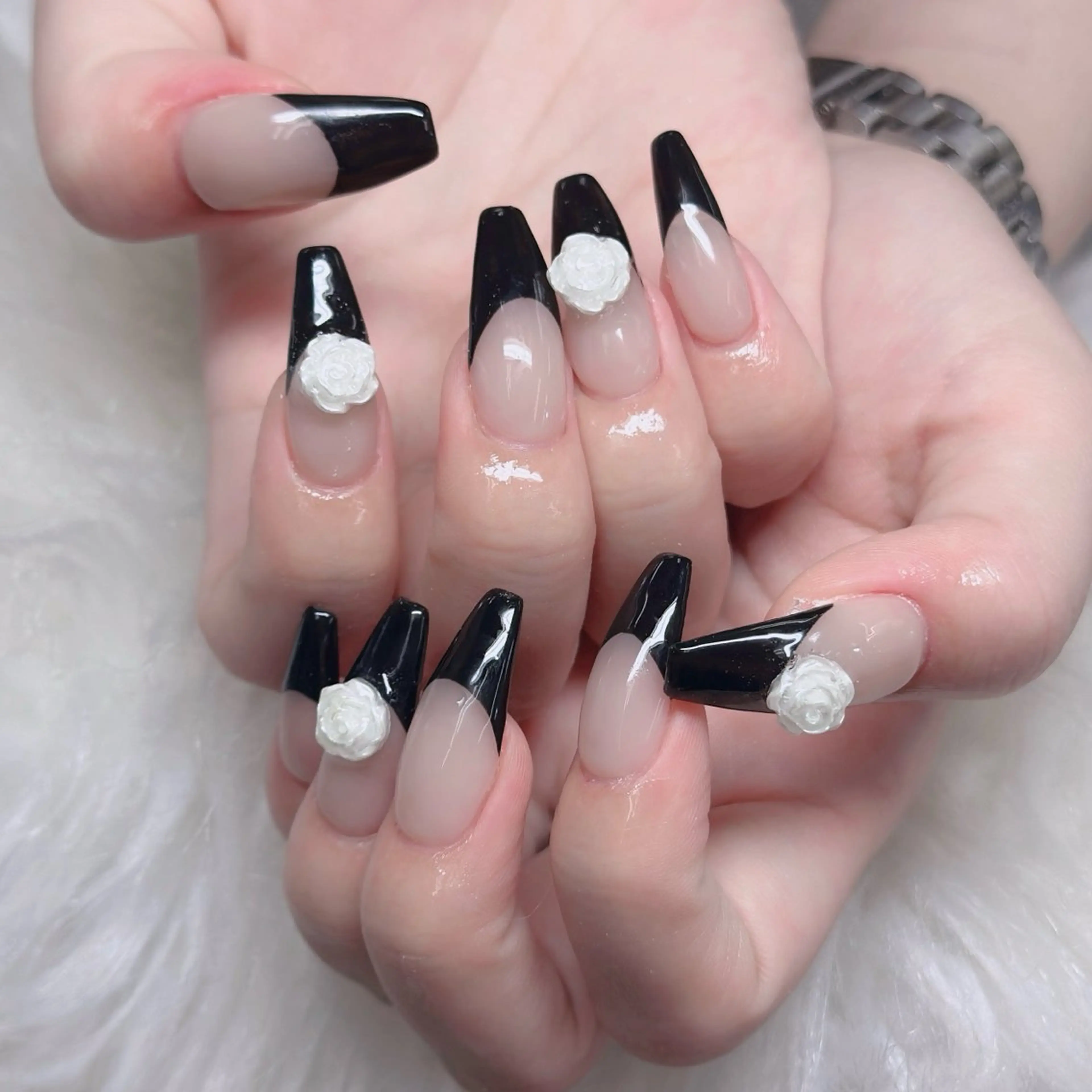 ネイル ロングネイル マグネットネイル リボン 夏ネイル スーパーロングネイル ハンドネイル Hani Nail XUKAのネイルデザイン