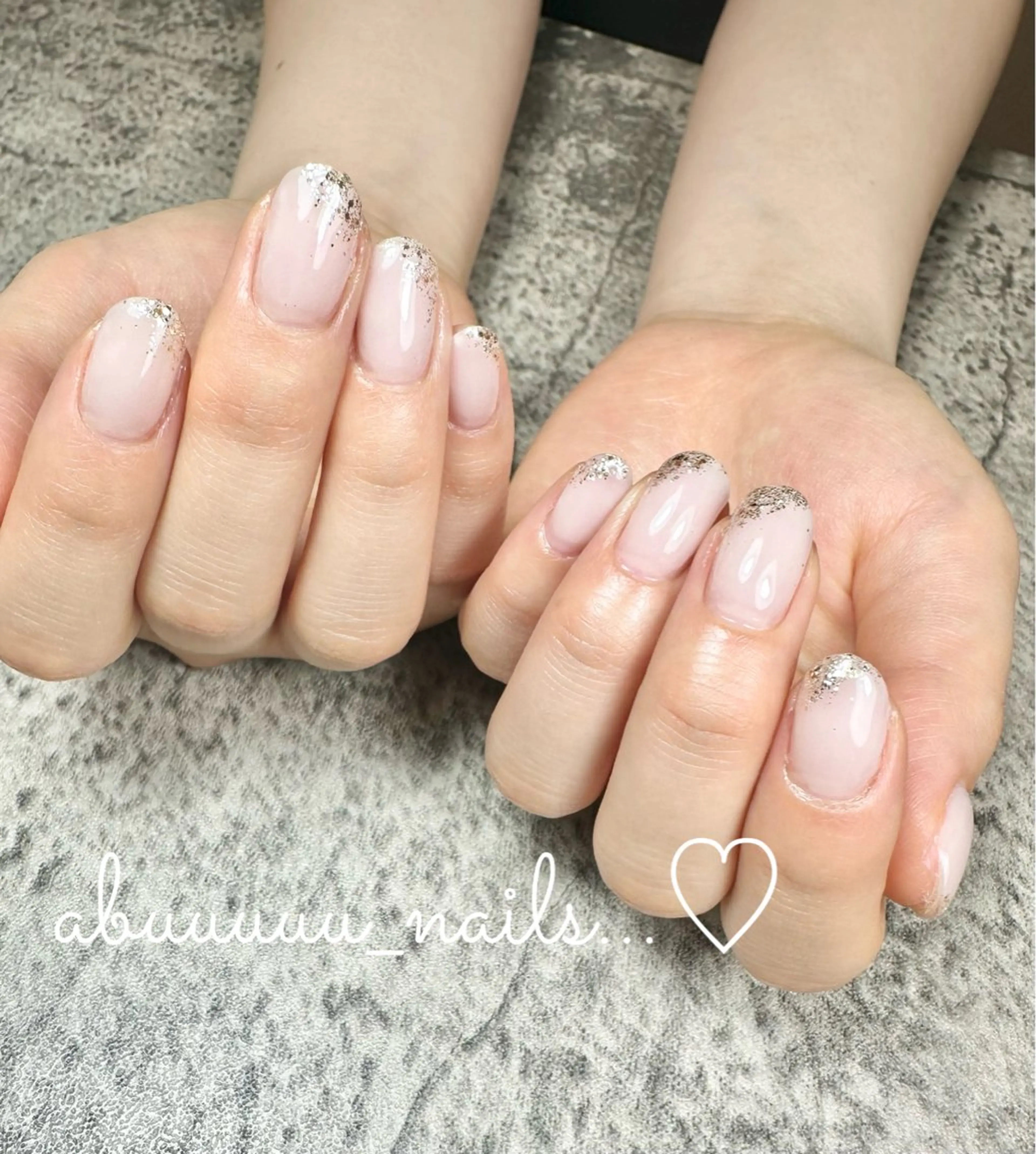 ネイル ラメ(グリッター) オフィスネイル ホワイト abuuuuu nailsのネイルデザイン