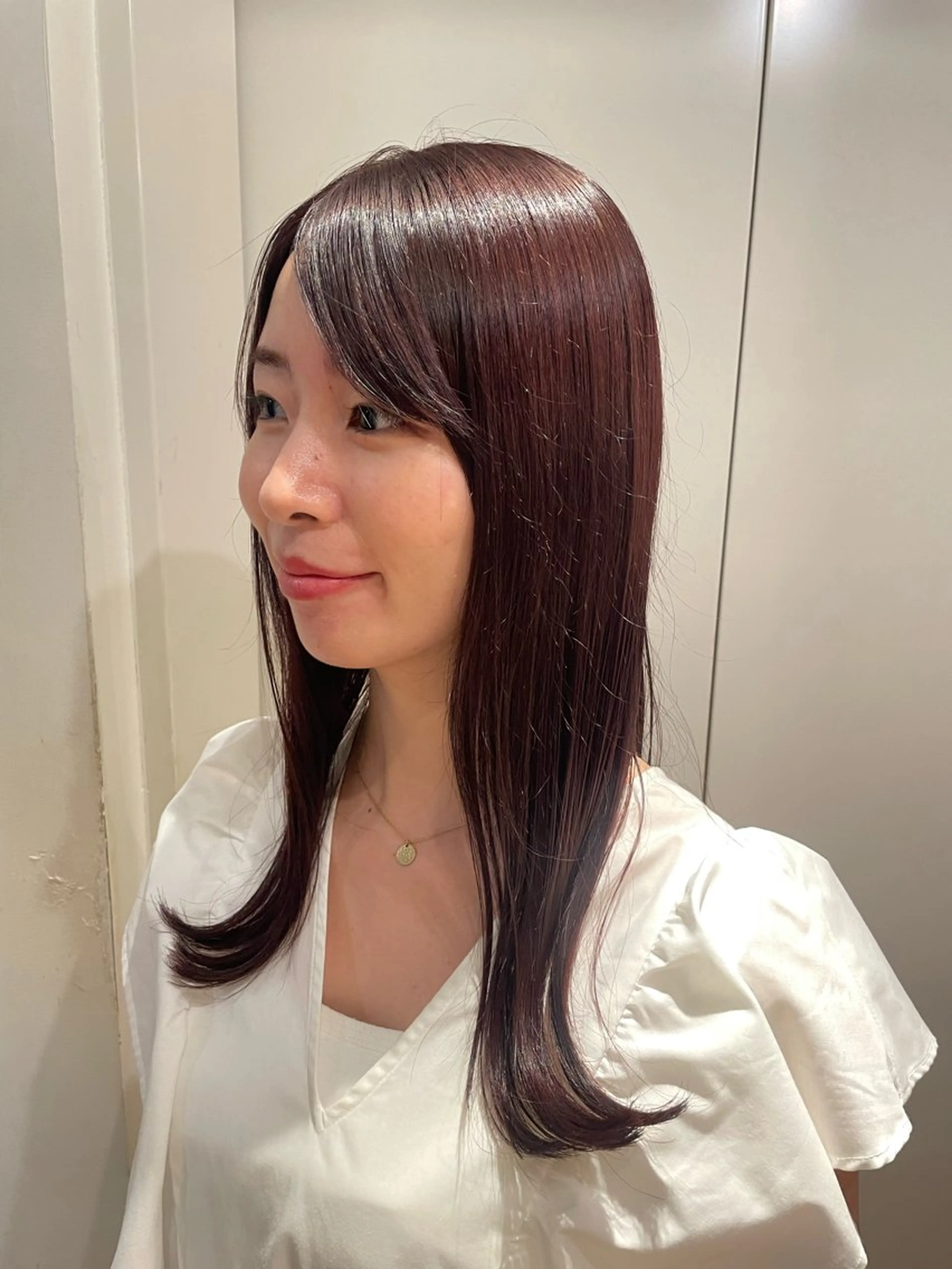 ミディアム カラー 髪質改善 トリートメント ヘアカラー トリートメント 森山 陽菜のヘアスタイル