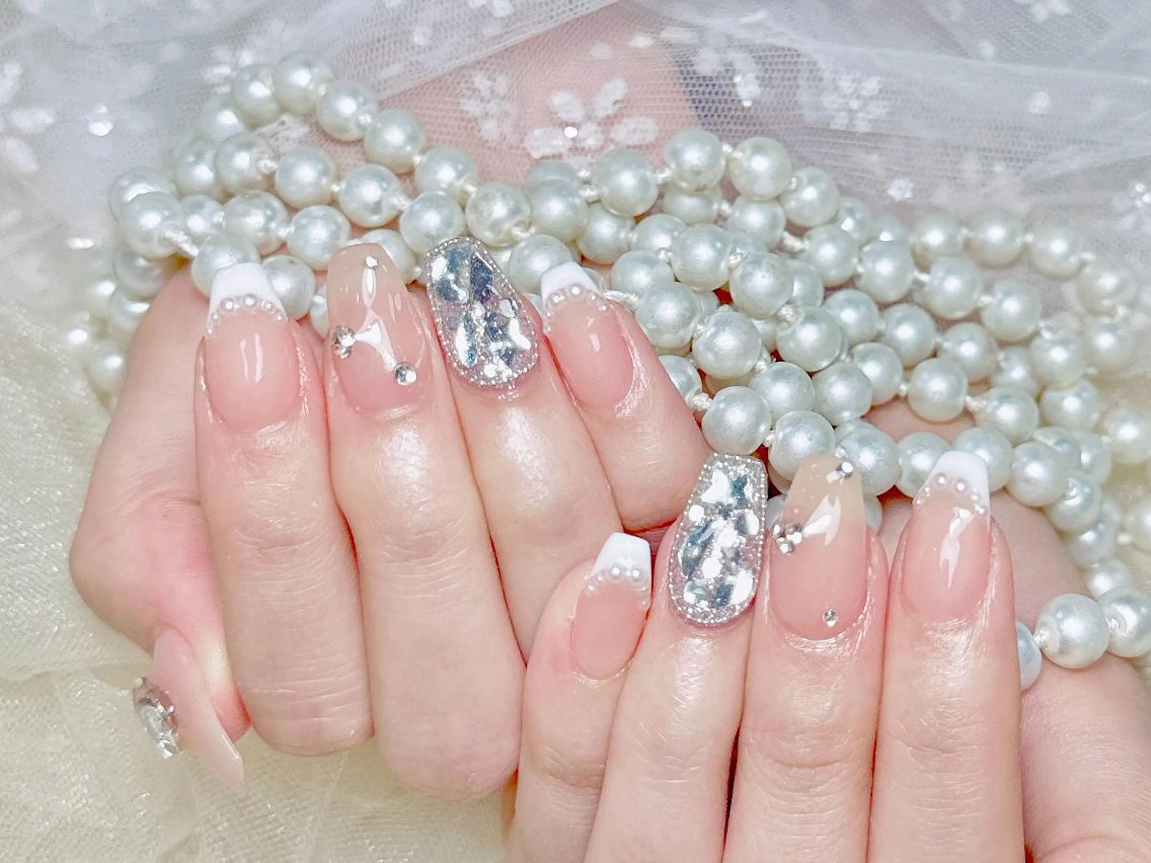 ネイル オーロラネイル チークネイル 成人式 長さ出し フットネイル ナユキNA.YUKI 渋谷店のネイルデザイン