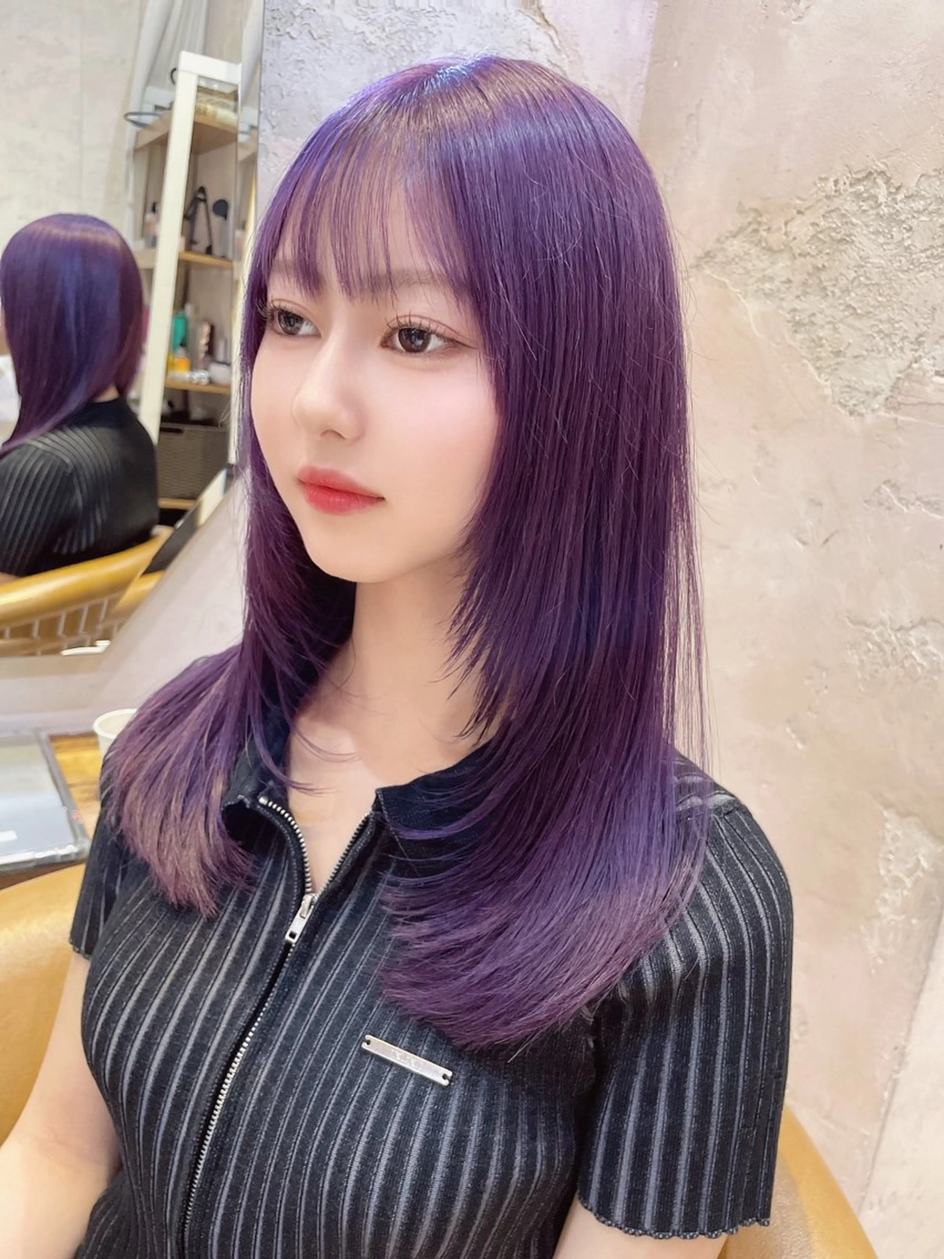 ミディアム カラー ブリーチなし 透明感カラー/艶髪のヘアスタイル