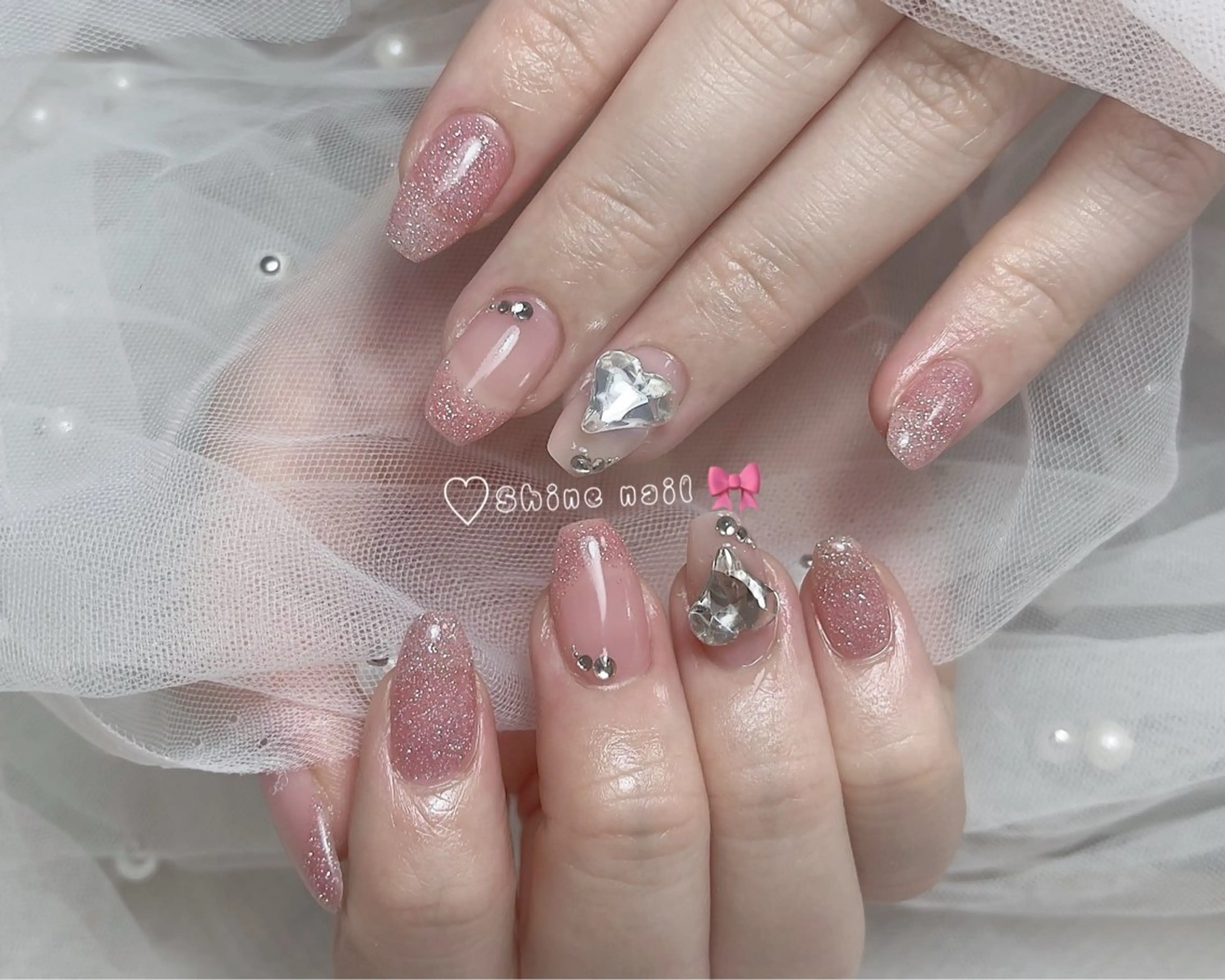 ネイル ハンドネイル shine 🎀 長さだし&デザインのネイルデザイン