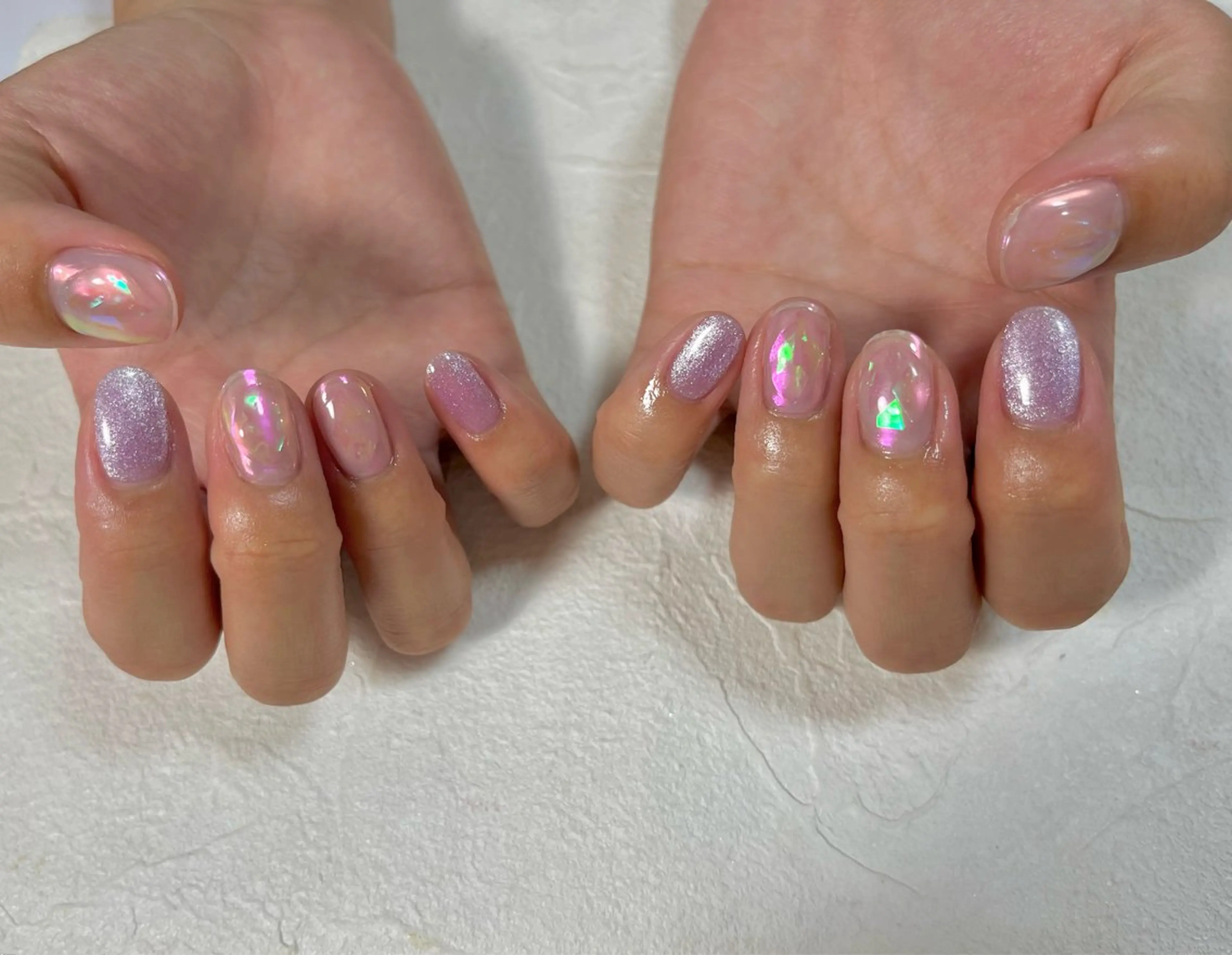 ネイル オーロラネイル フットネイル フレンチネイル ジェルネイル 韓国ネイル kiki nail たまプラーザのネイルデザイン