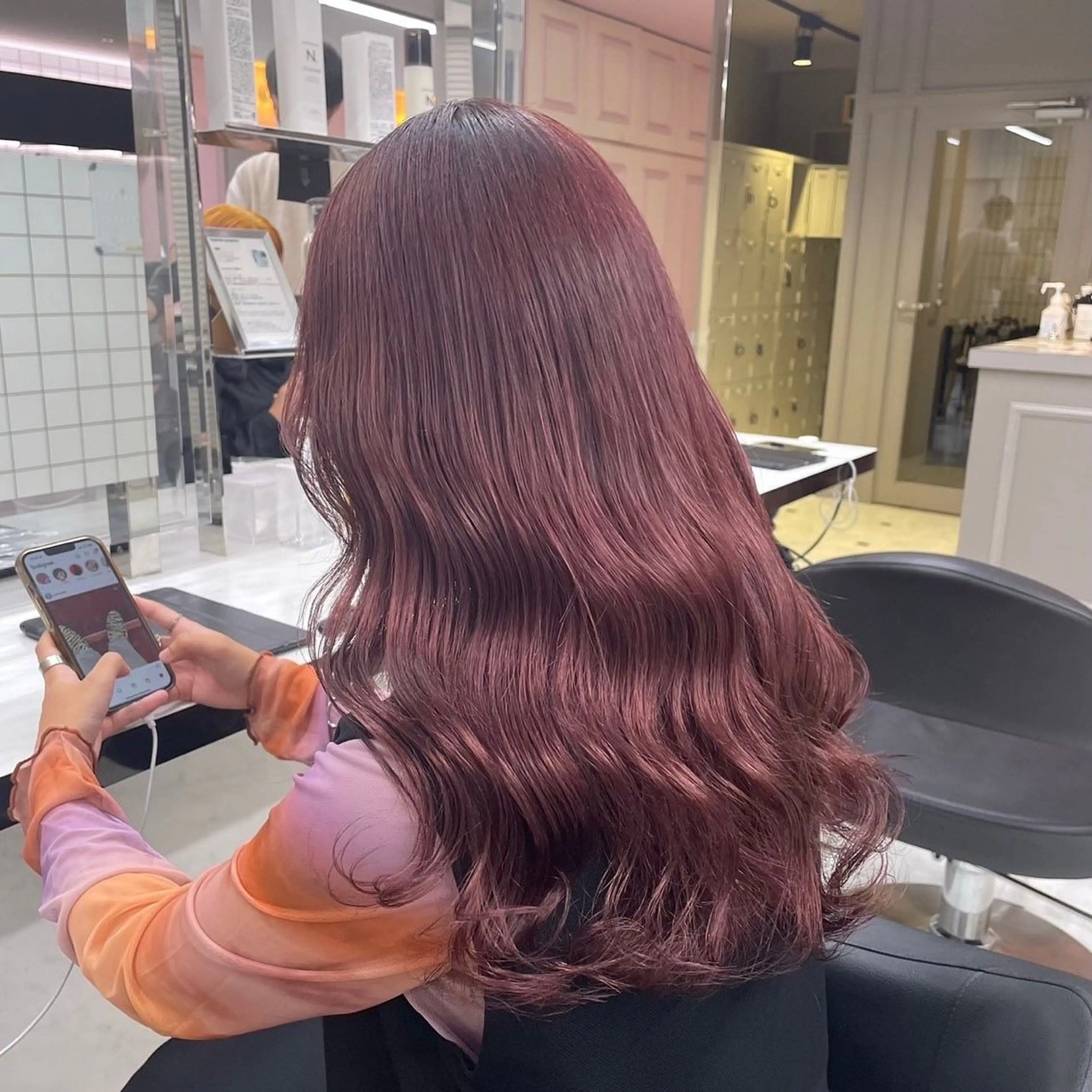 ロング カラー ヘアカラー トリートメント ヘッドスパ ヘアセット ♥️韓国風透明感 暖色misa♥️のヘアスタイル