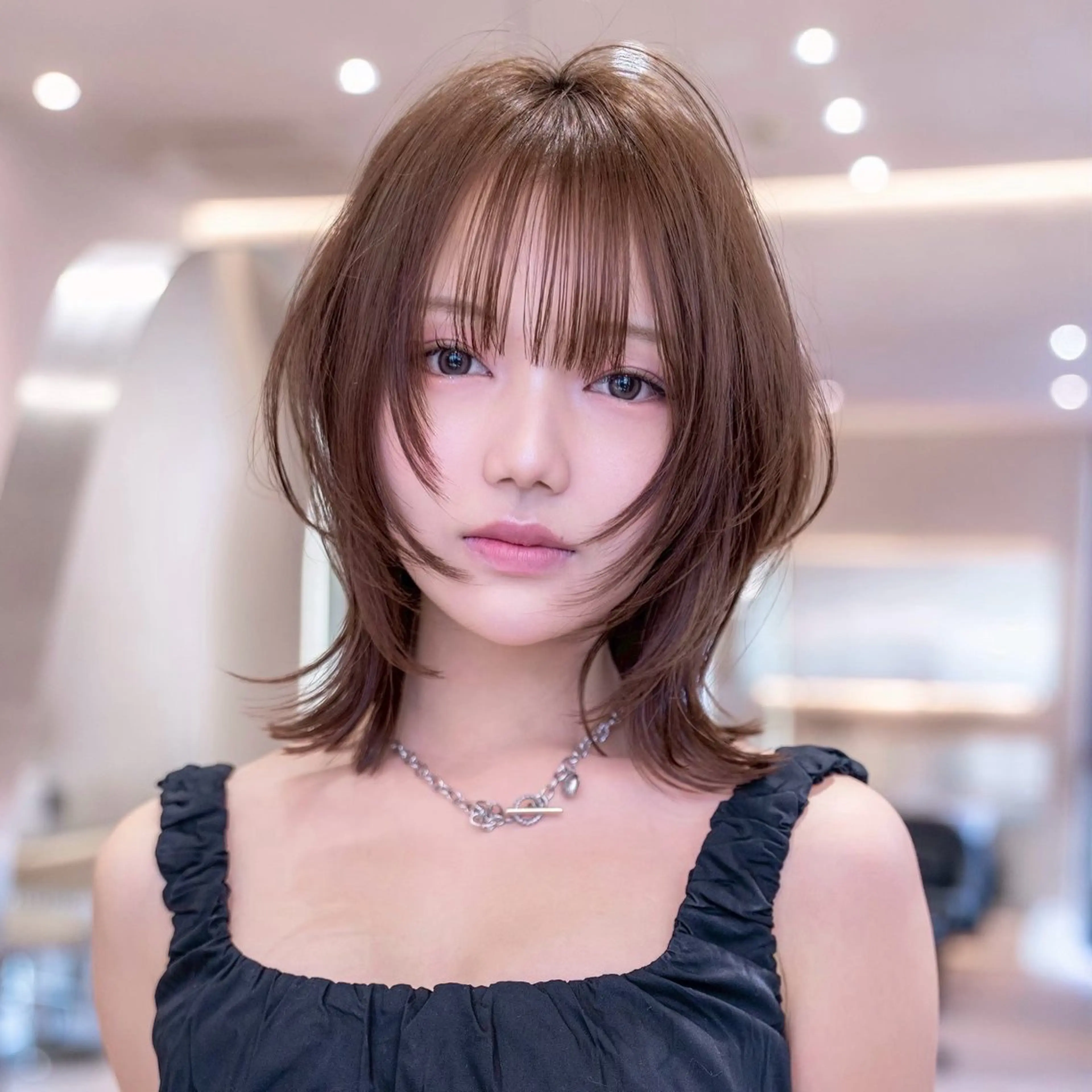 ミディアム カラー 切りっぱなしボブ ショートボブ ボブレイヤー 透明感カラー ボブ カット ヘアカラー トリートメント 田中航平/渋谷ボブ/ レイヤーボブのヘアスタイル