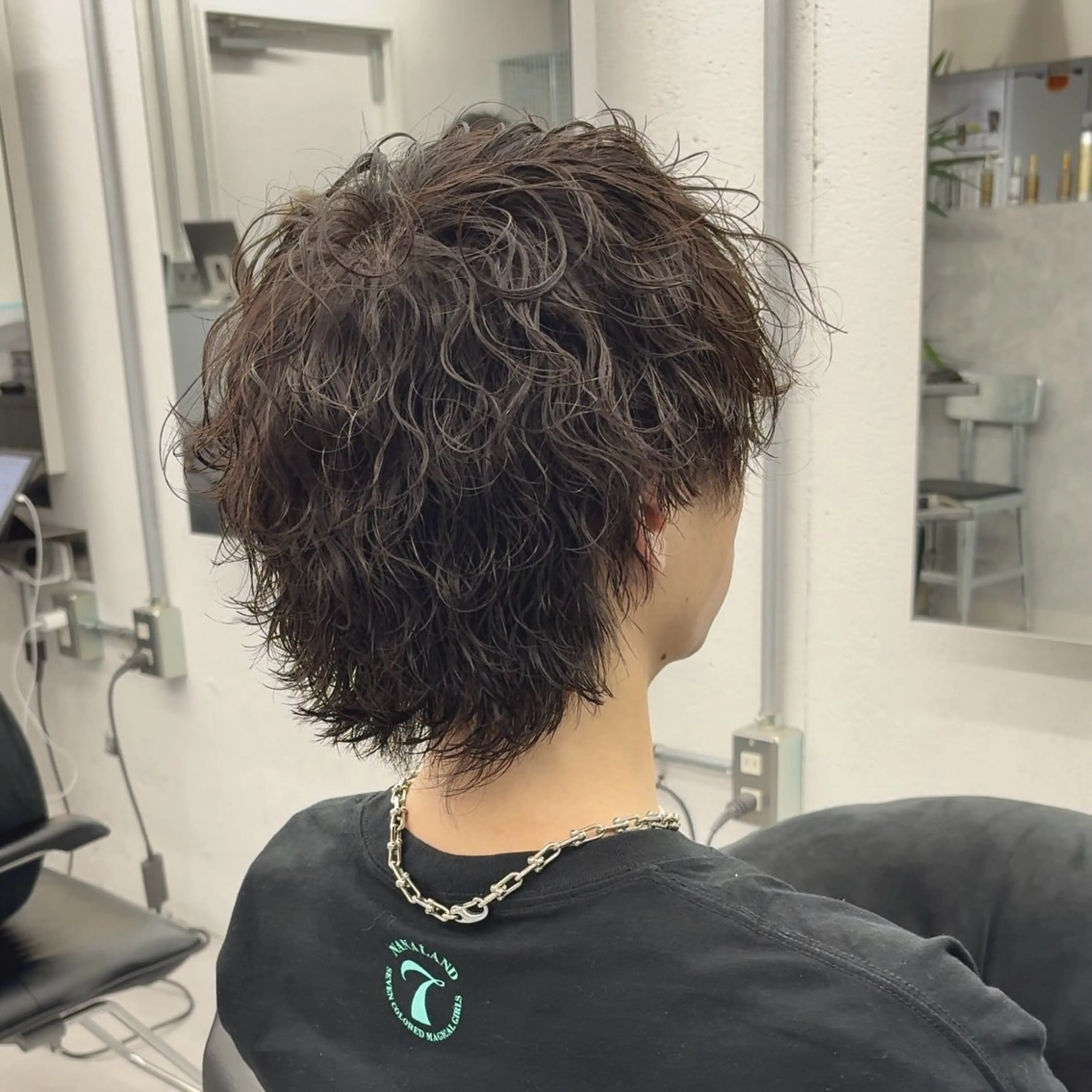 パーマ メンズ カット パーマ ヘアセット 💋ホワイトメッシュ /パーマ/メンズ💋のヘアスタイル