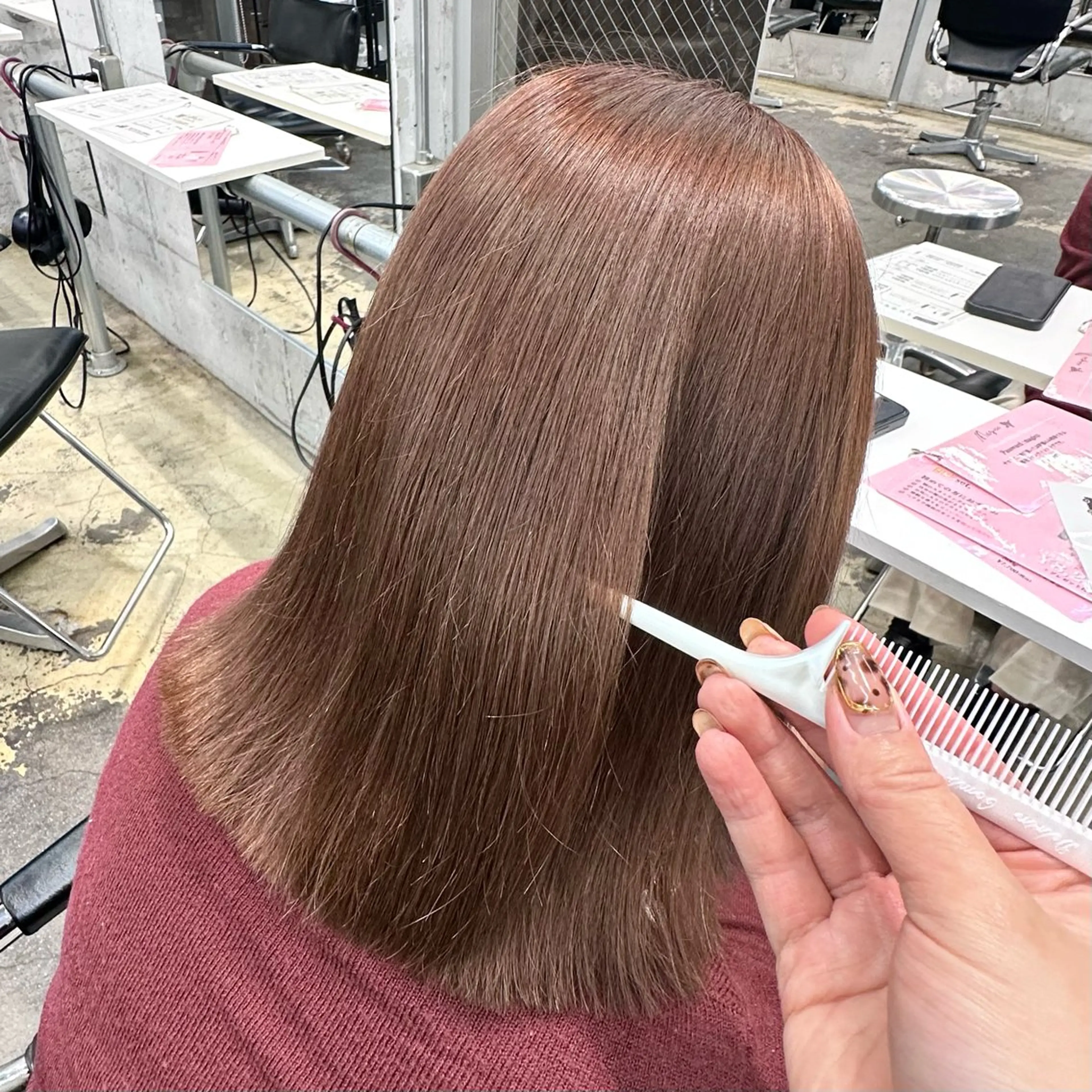ミディアム カラー ヘアアレンジ ベージュカラー 透明感カラー 🎀モテ暖色× エクステ🎀あかりのヘアスタイル