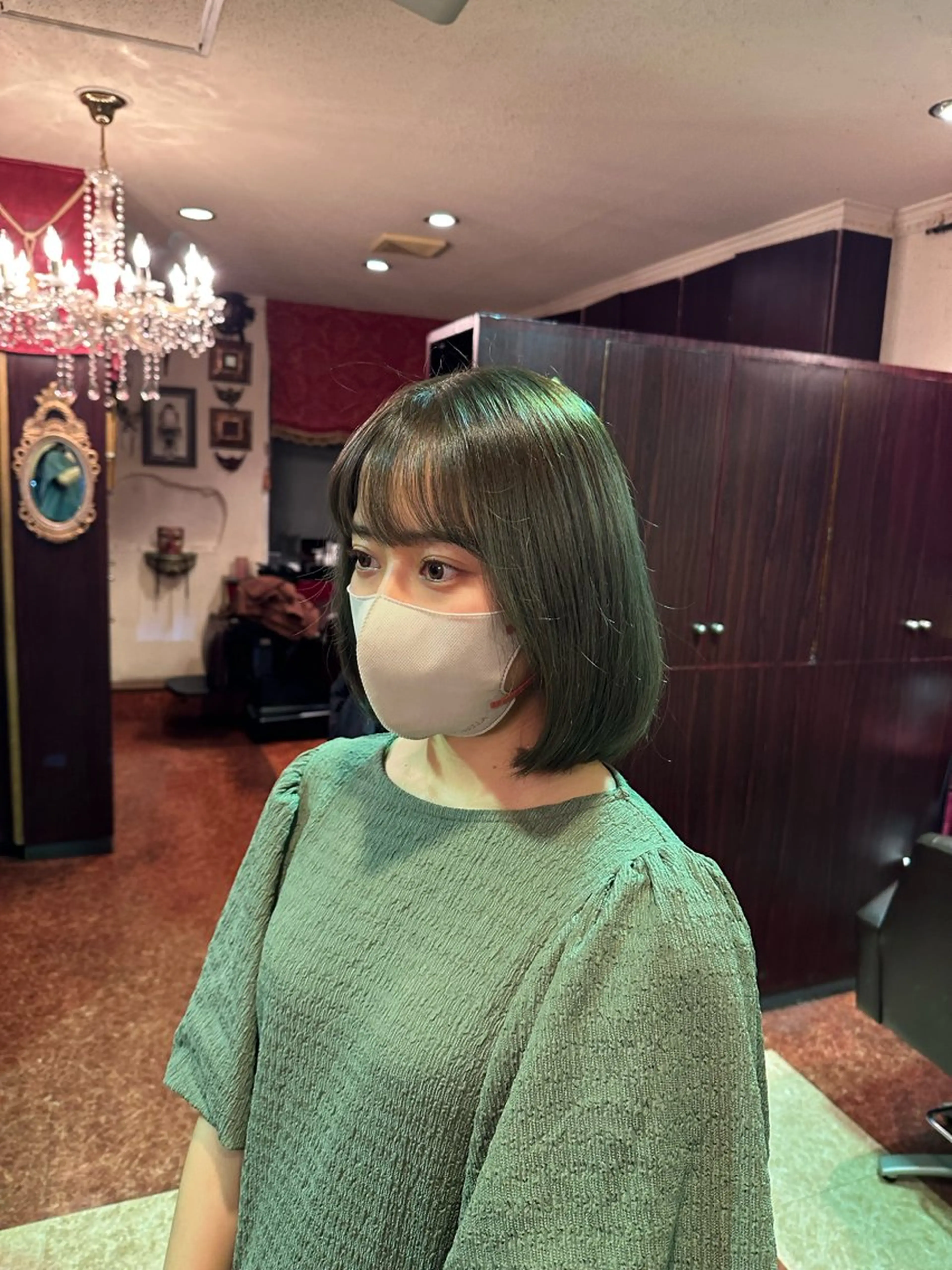 ミディアム カラー ブリーチ 透明感カラー ブリーチなしカラー オリーブカラー 【美髪矯正 /髪質改善】RINのヘアスタイル