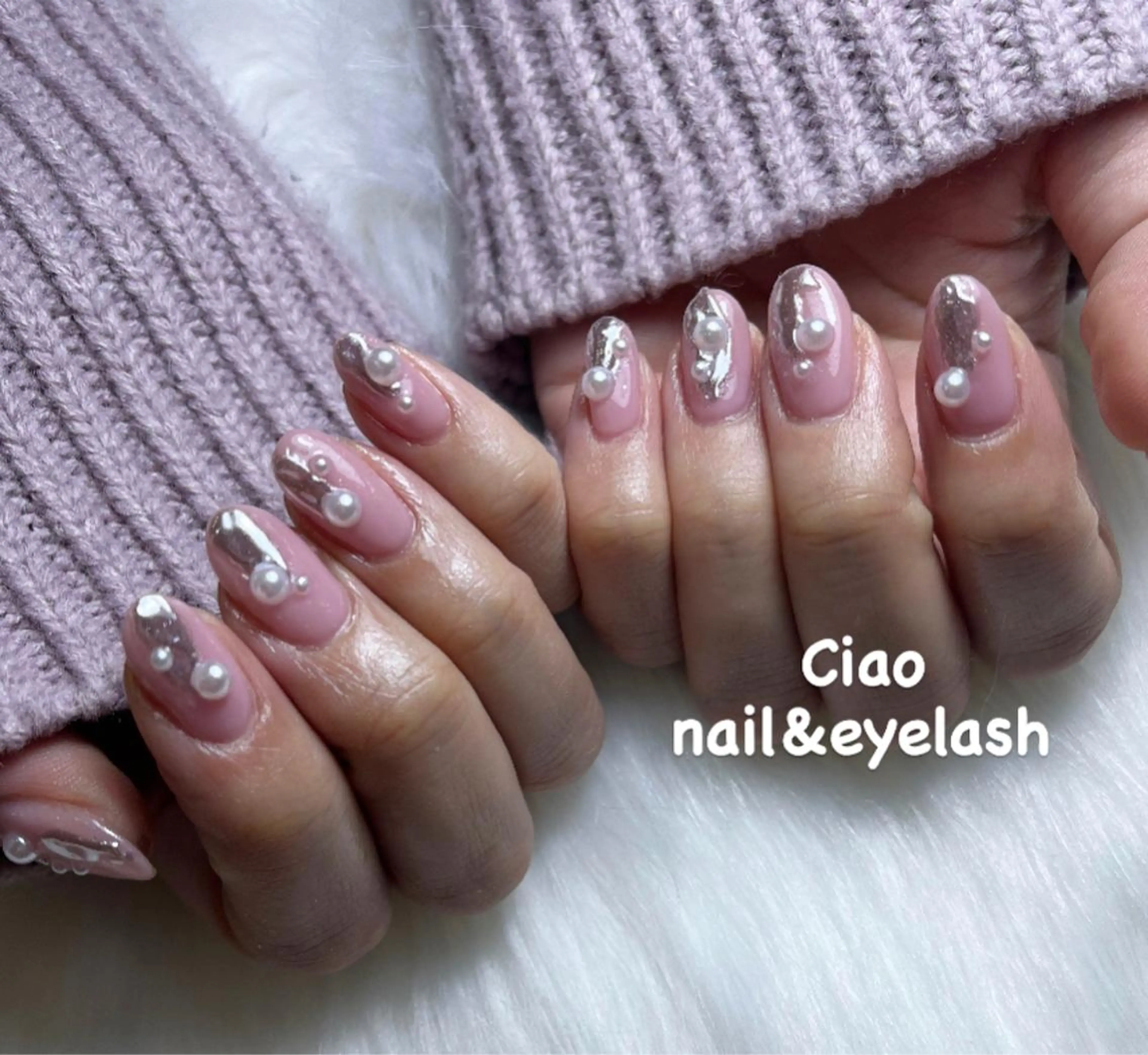 ネイル アートネイル ジェルネイル ミラーネイル ニュアンスネイル 冬ネイル #Amin nail salonのネイルデザイン