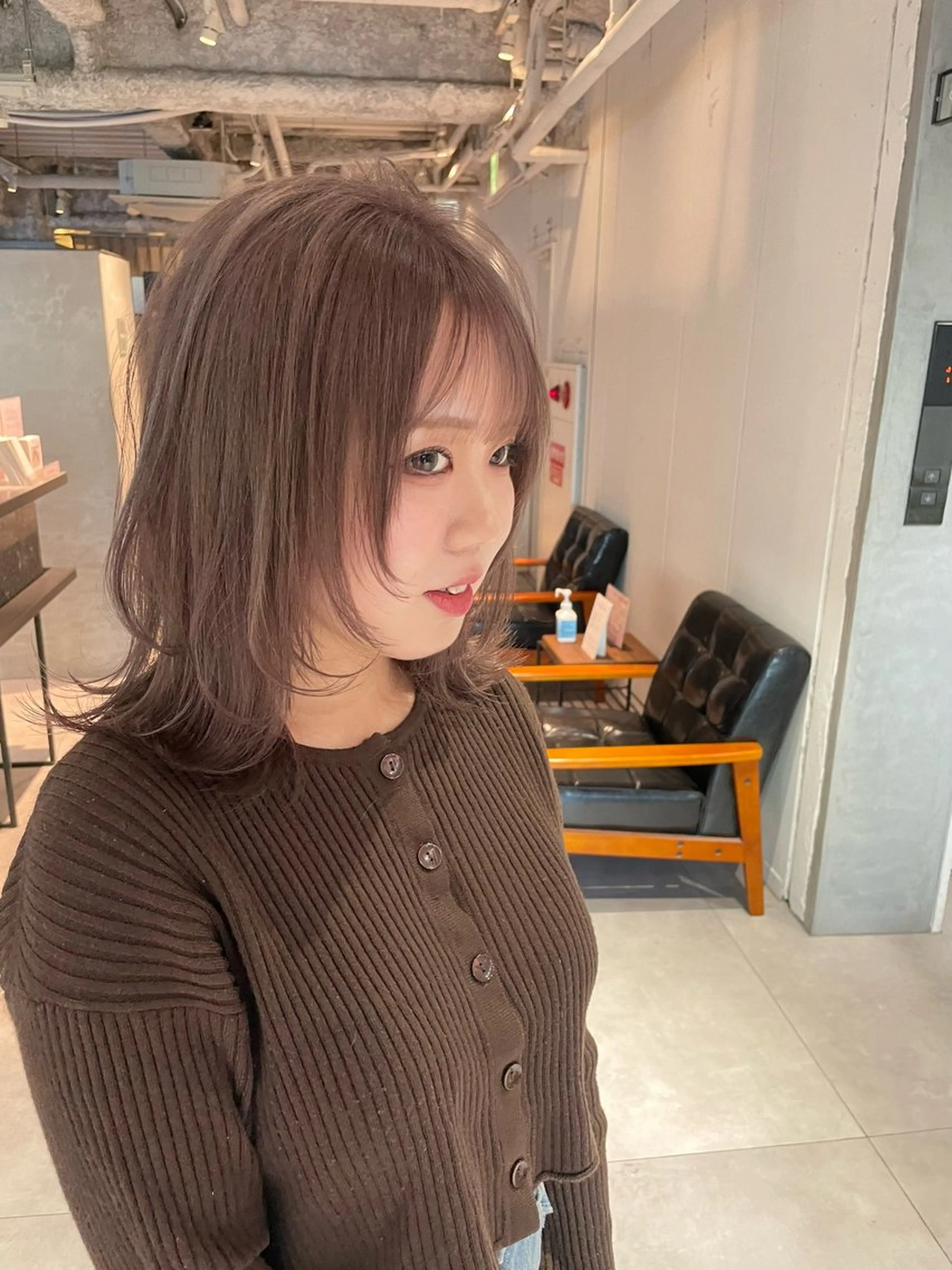 ミディアム 美髪矯正/艶カラー ボブ/栄/鐘ヶ江純也のヘアスタイル