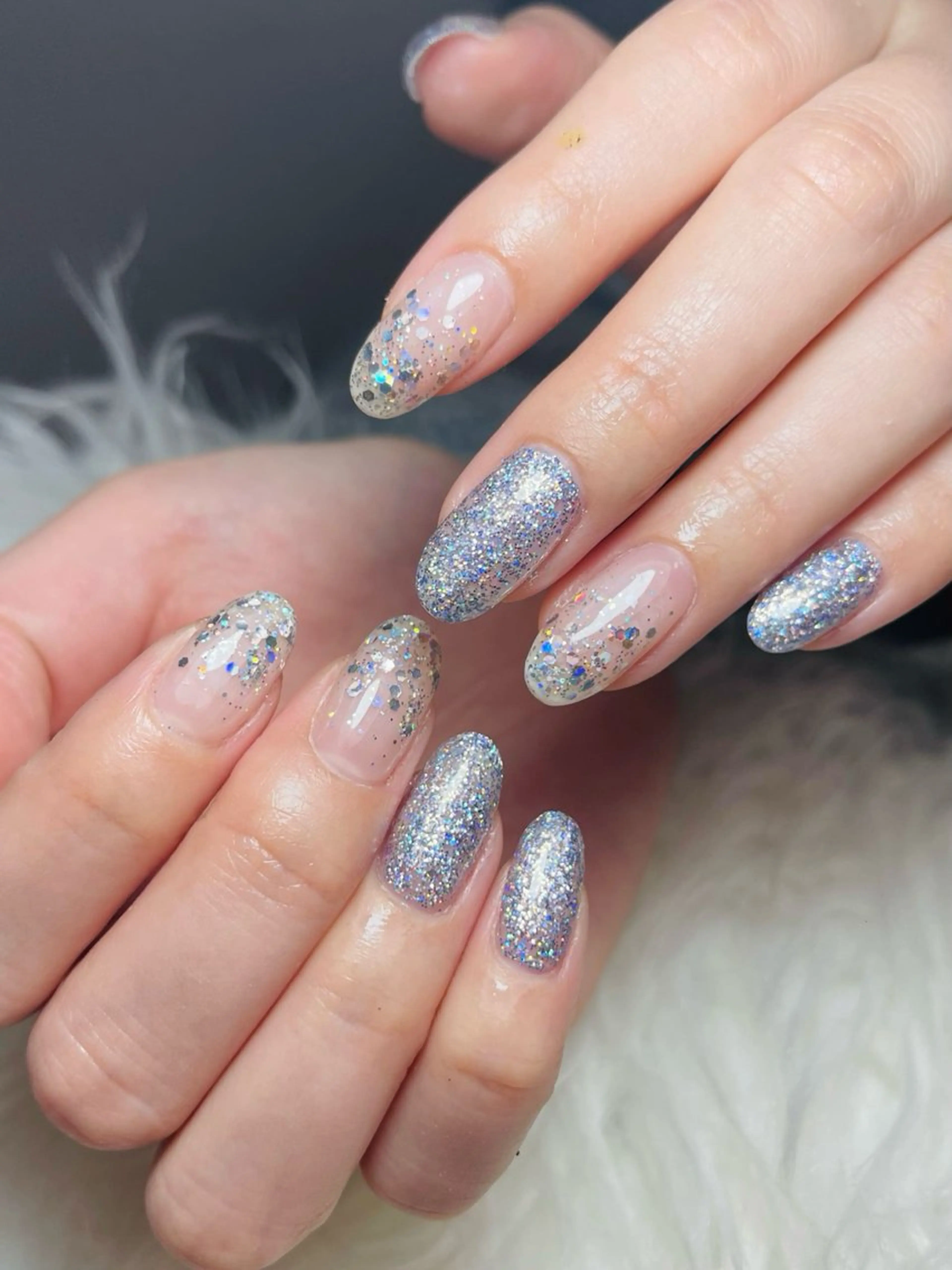 ネイル フレンチネイル ハート 韓国ネイル レース ラメ(グリッター) ハンドネイル ハンドケア ボニー Coco nailのネイルデザイン