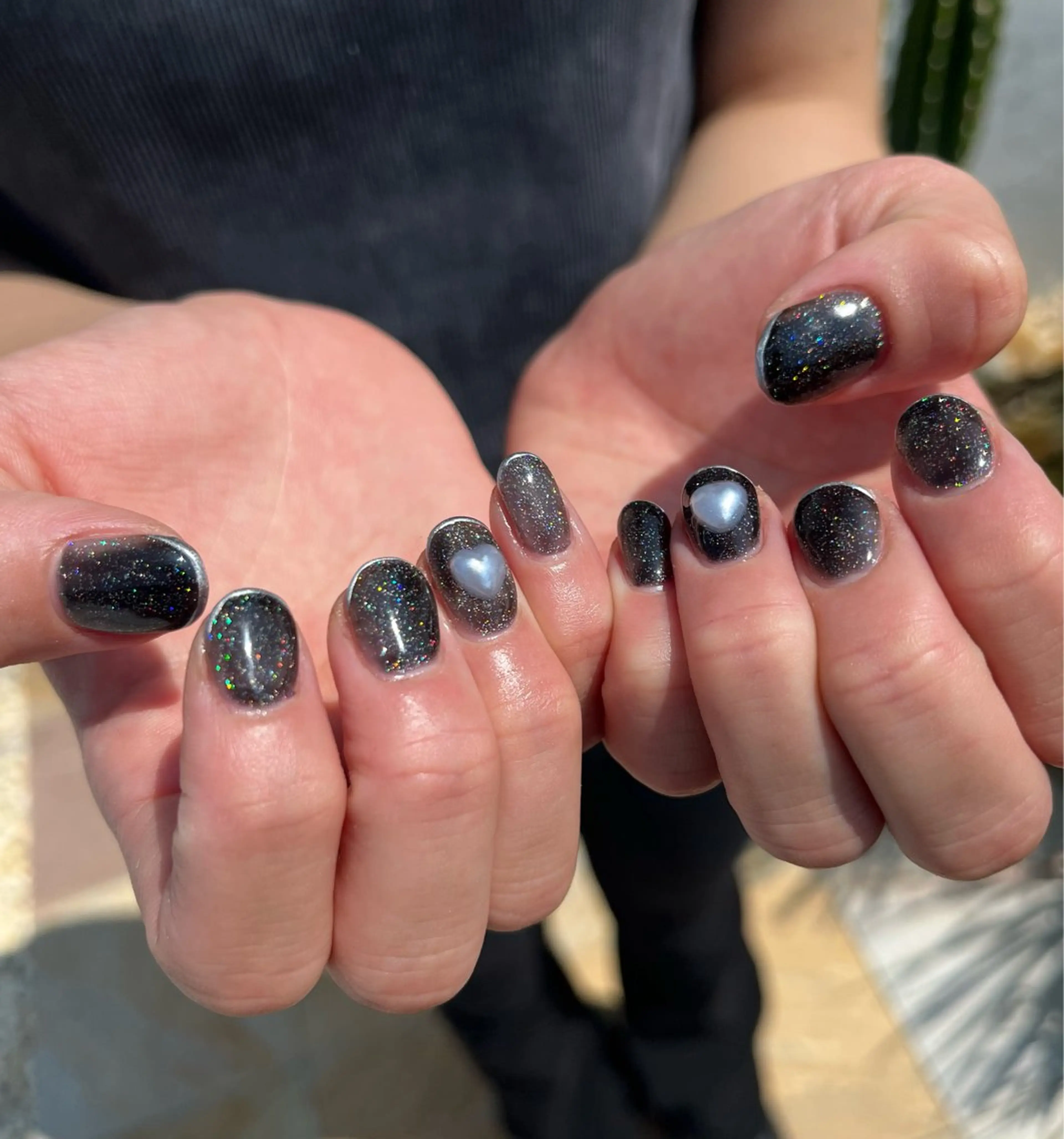 ネイル フレンチネイル ラメ(グリッター) シルバー ハンドネイル HazeGrass NAILのネイルデザイン