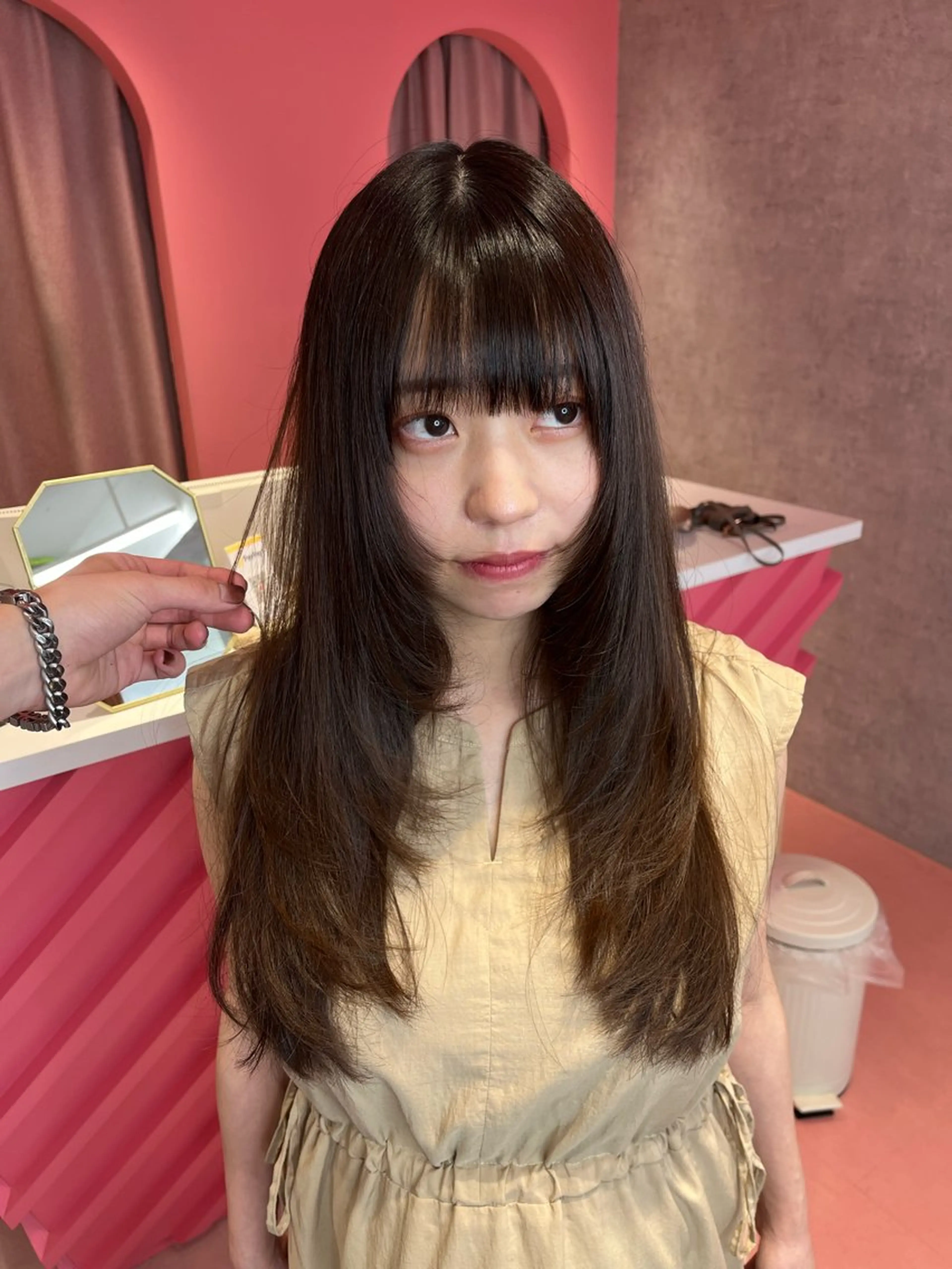 ミディアム カラー 山崎/ボブ縮毛矯正 レイヤー髪質改善のヘアスタイル