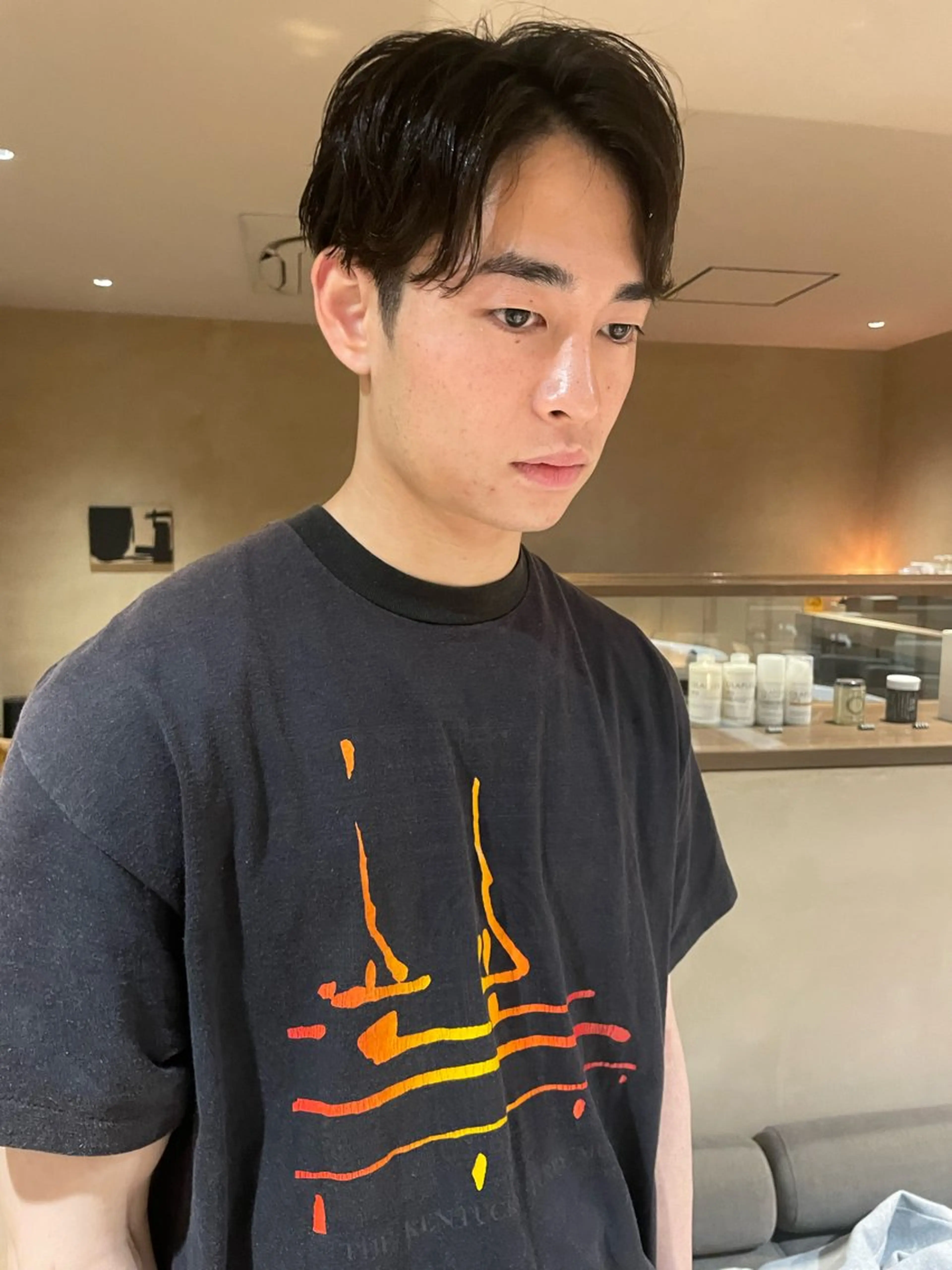 ショート パーマ メンズ men'sセンター パート徳田浩二のヘアスタイル