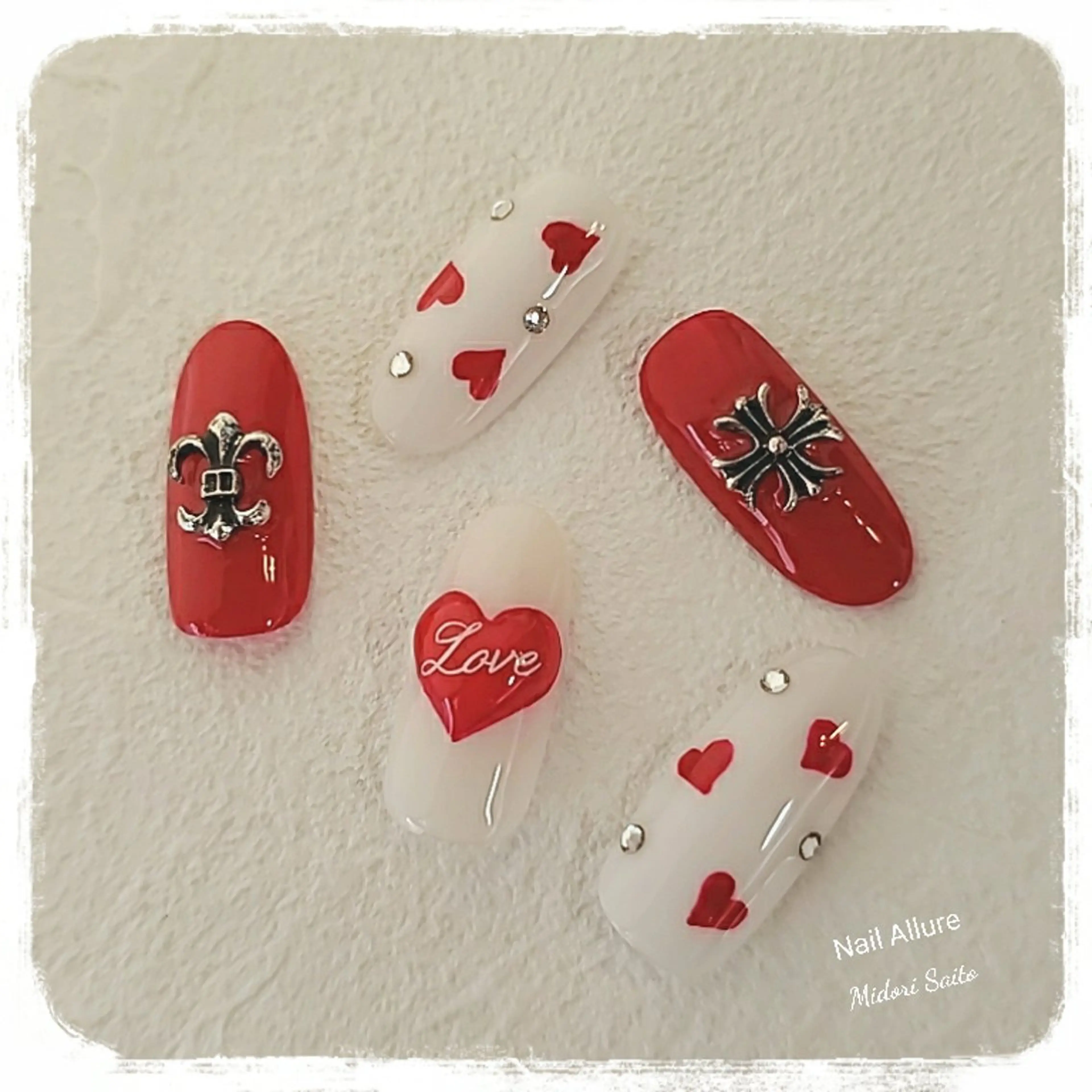 ネイル ジェルネイル ハート スカルプネイル Nail Allureのネイルデザイン