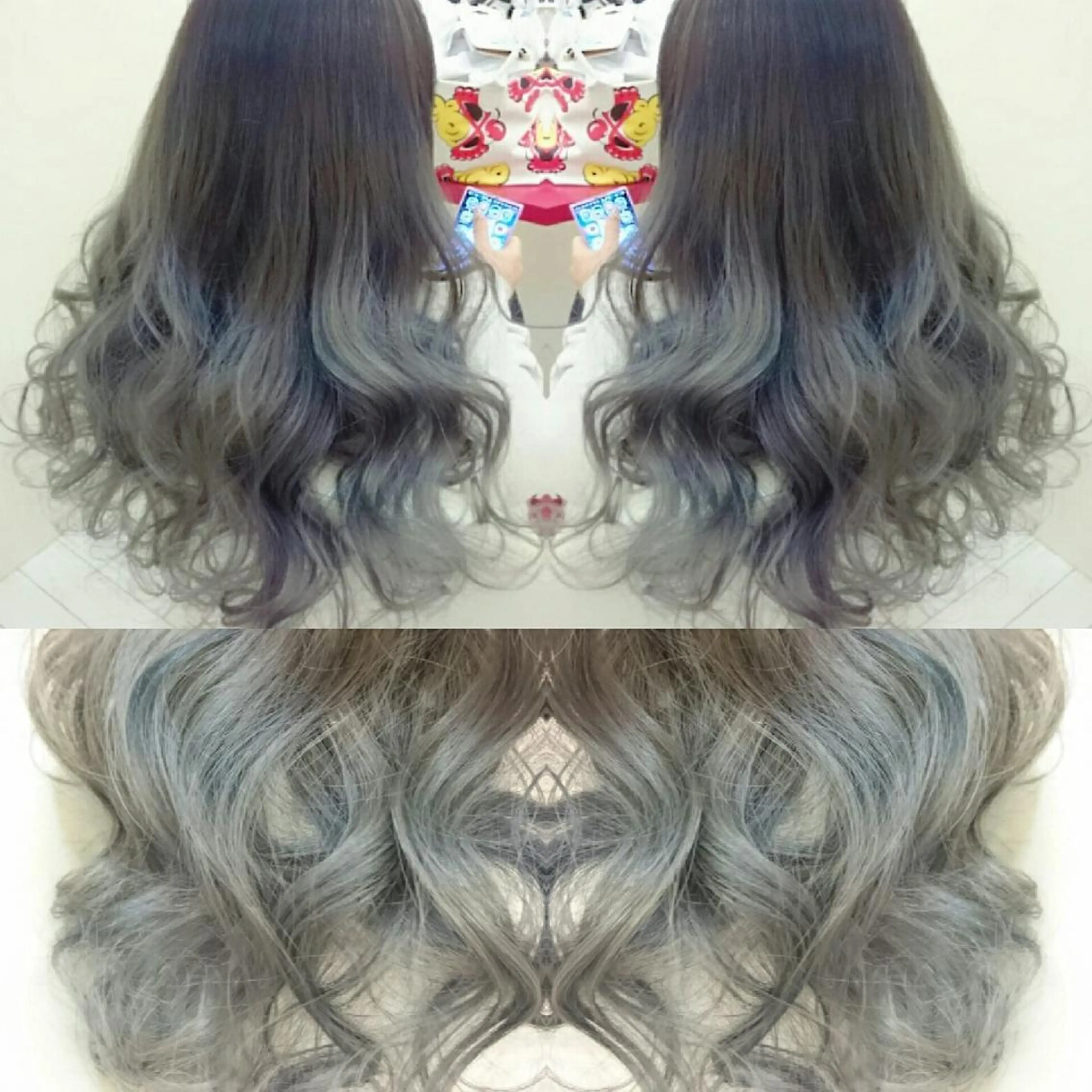 セミロング カラー アッシュ ブリーチ グラデーションカラー Le Lien カジのヘアスタイル