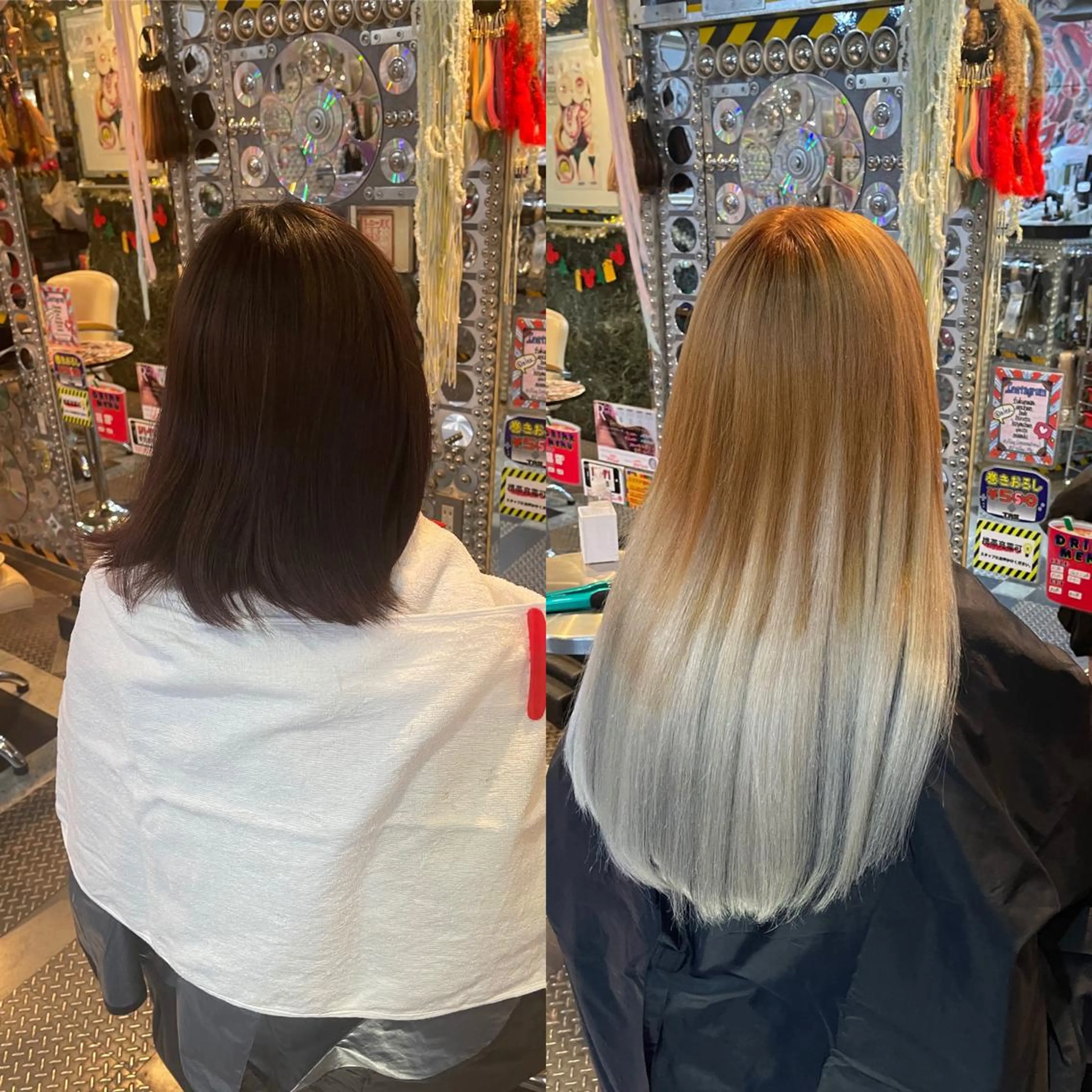ミディアム カラー ヘアアレンジ 編み込みエクステ ブリーチ ケアブリーチ ハイトーンカラー エクステ 🌈派手髪エクステ ブレイズ🌈ひろとのヘアスタイル