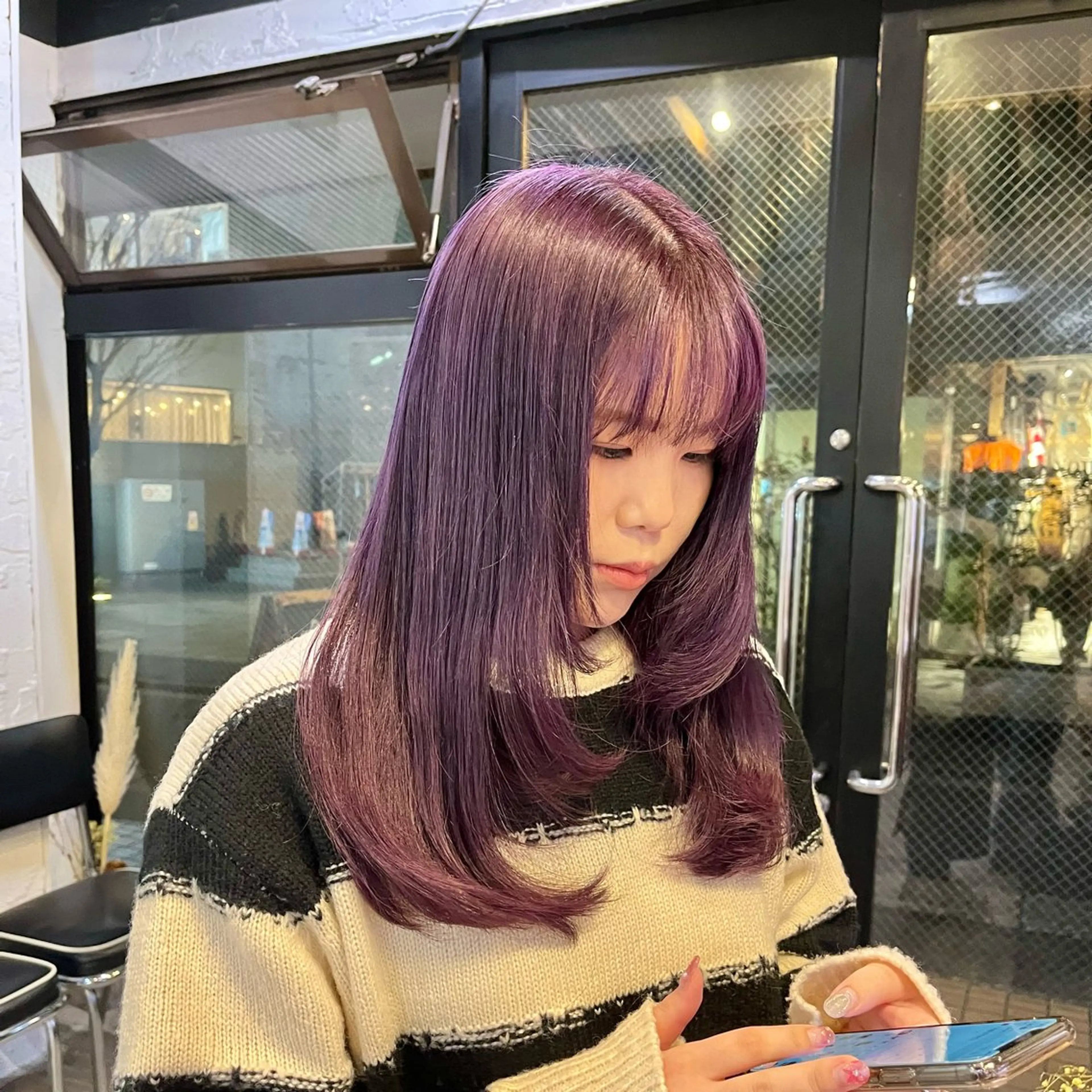 セミロング カラー ヘアカラー トリートメント ボブ/レイヤー/ ハッシュカット/河内のヘアスタイル