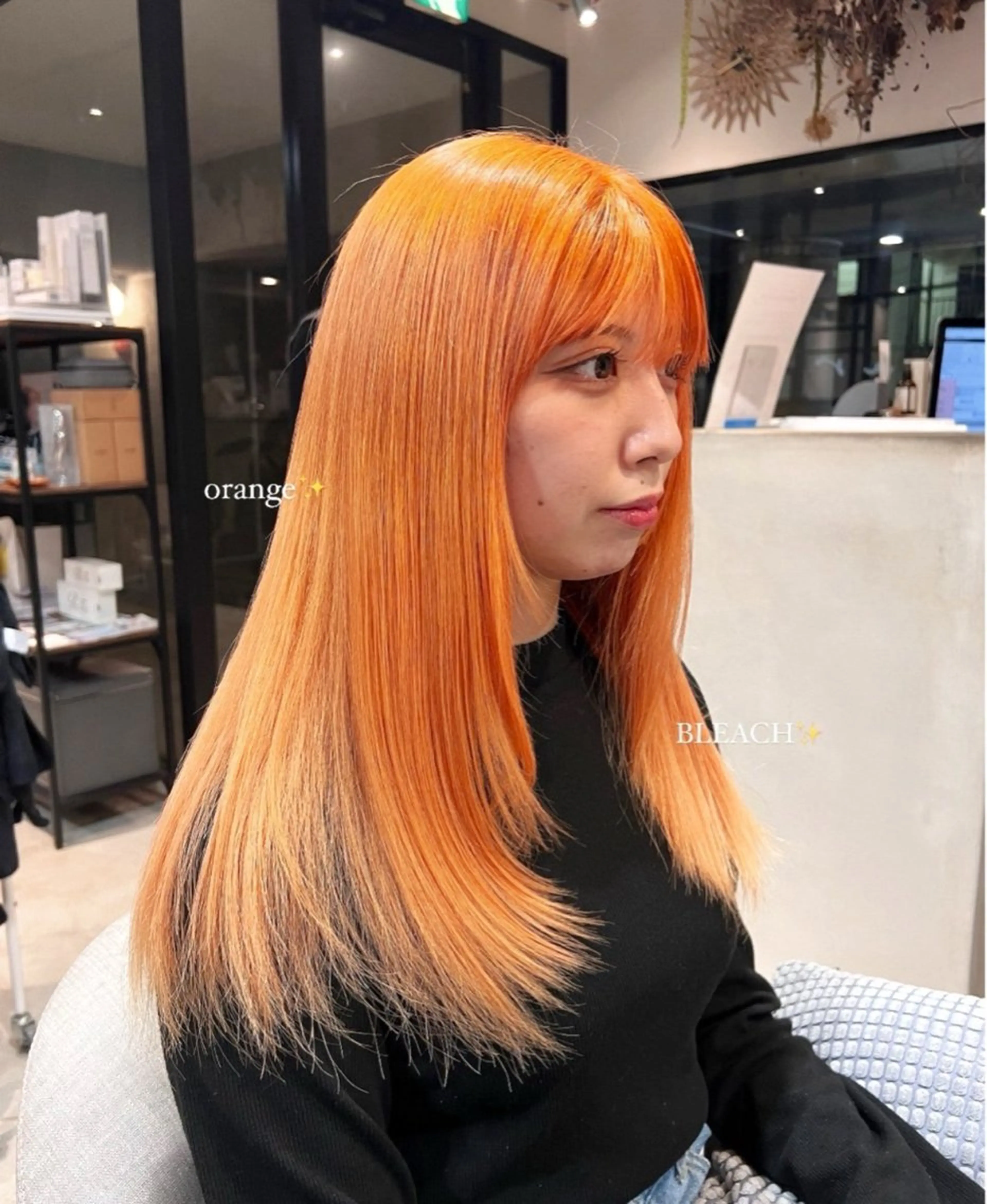 ロング カラー ハイトーンカラー ハイトーンオレンジ オレンジ ヘアカラー saki/メンズパー マ・デザインカラーのヘアスタイル