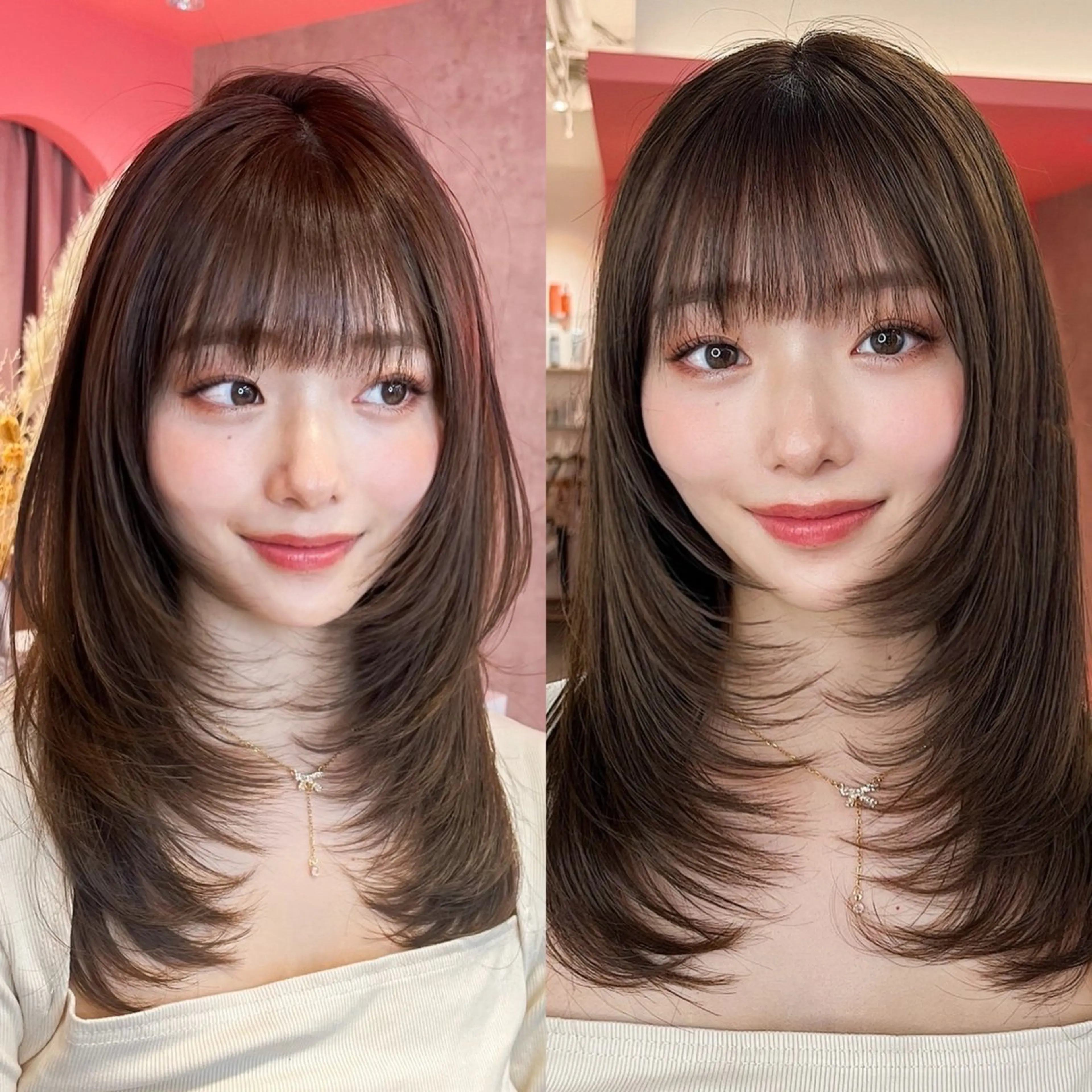 ミディアム カラー レイヤーカット 山崎/ボブ縮毛矯正 レイヤー髪質改善のヘアスタイル