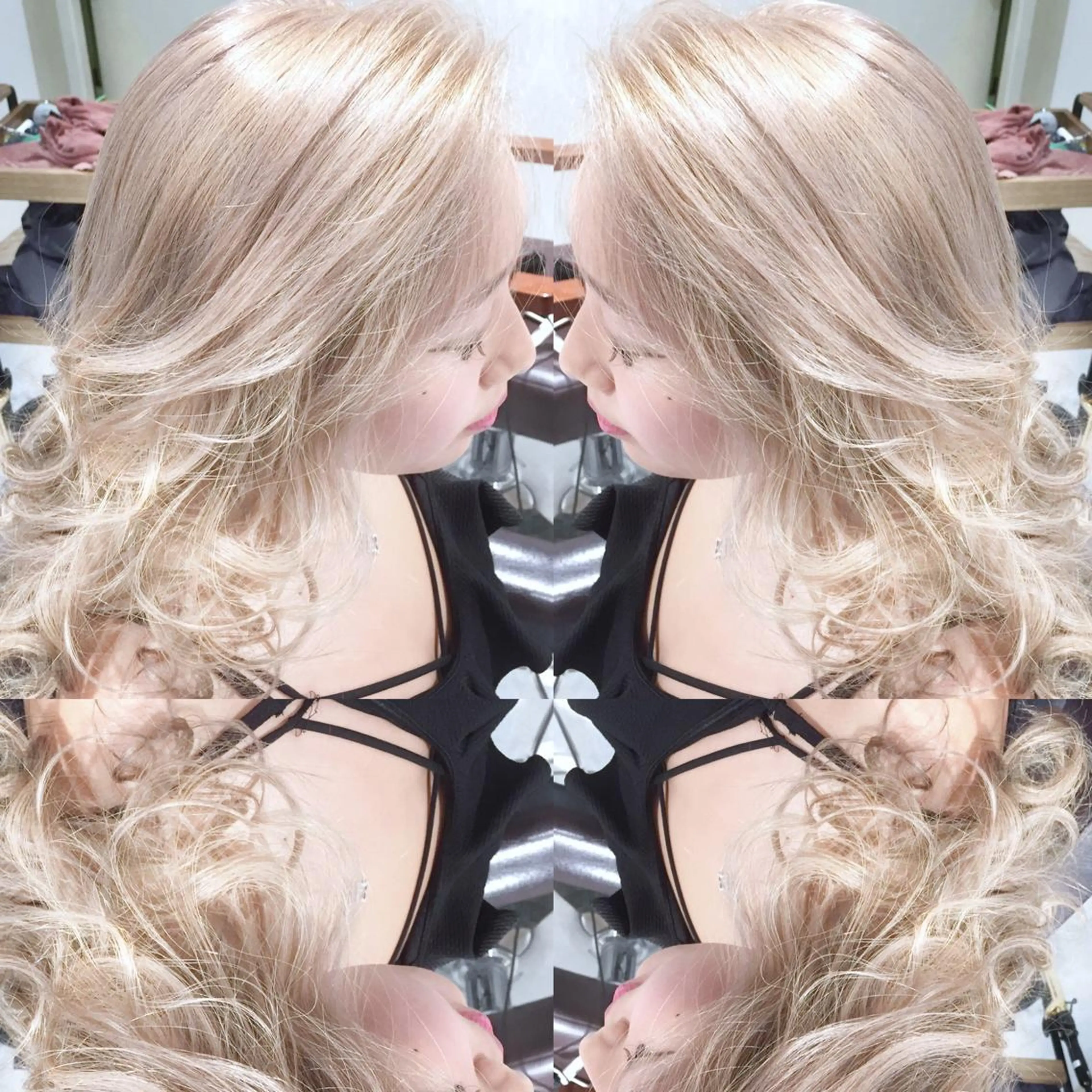 ロング カラー ブロンド ホワイトブロンド ヘアカラー トリートメント LUXBE LUCEのヘアスタイル