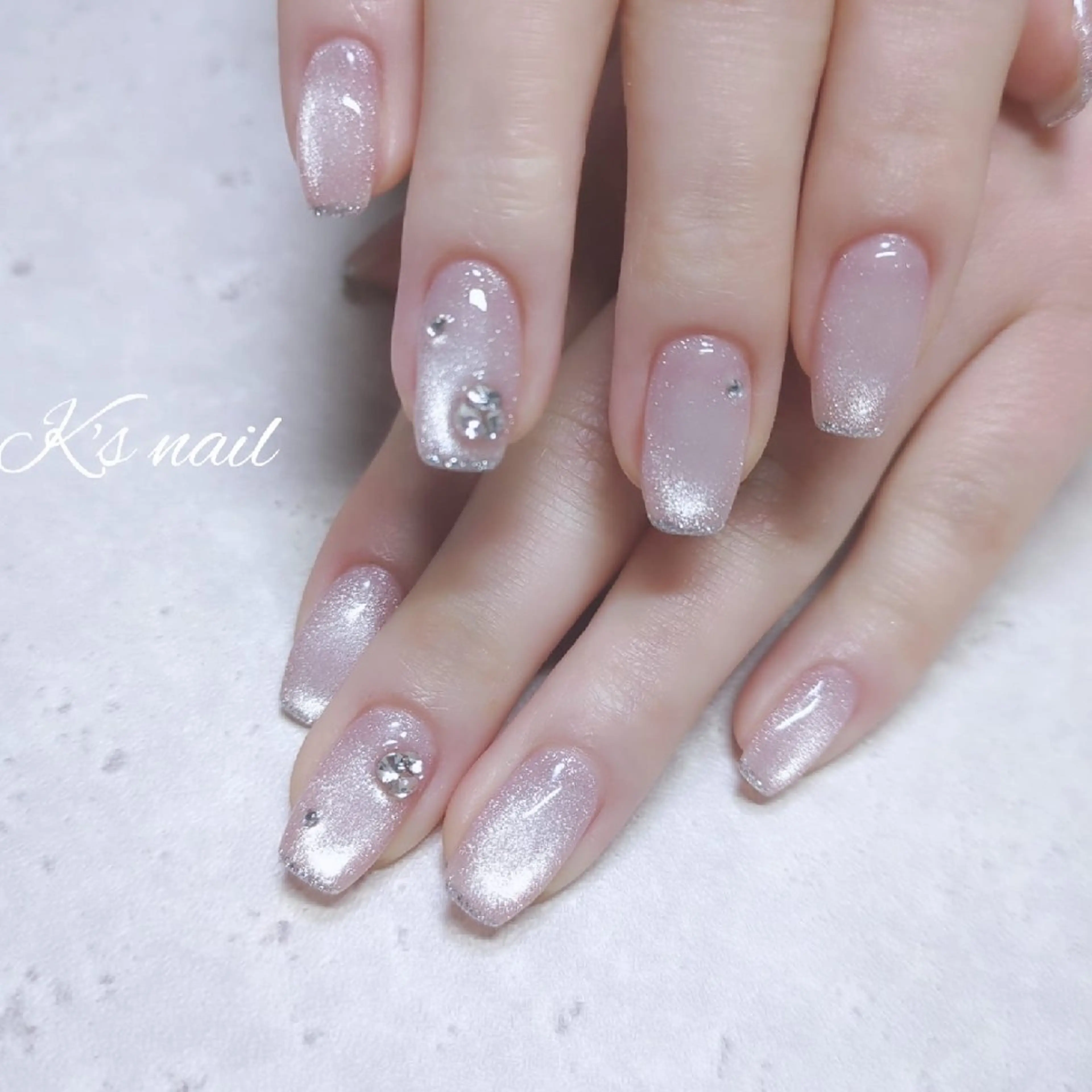 ネイル キラキラネイル ラメ(グリッター) マグネットネイル ストーンネイル ハンドネイル K's nail kotoeのネイルデザイン