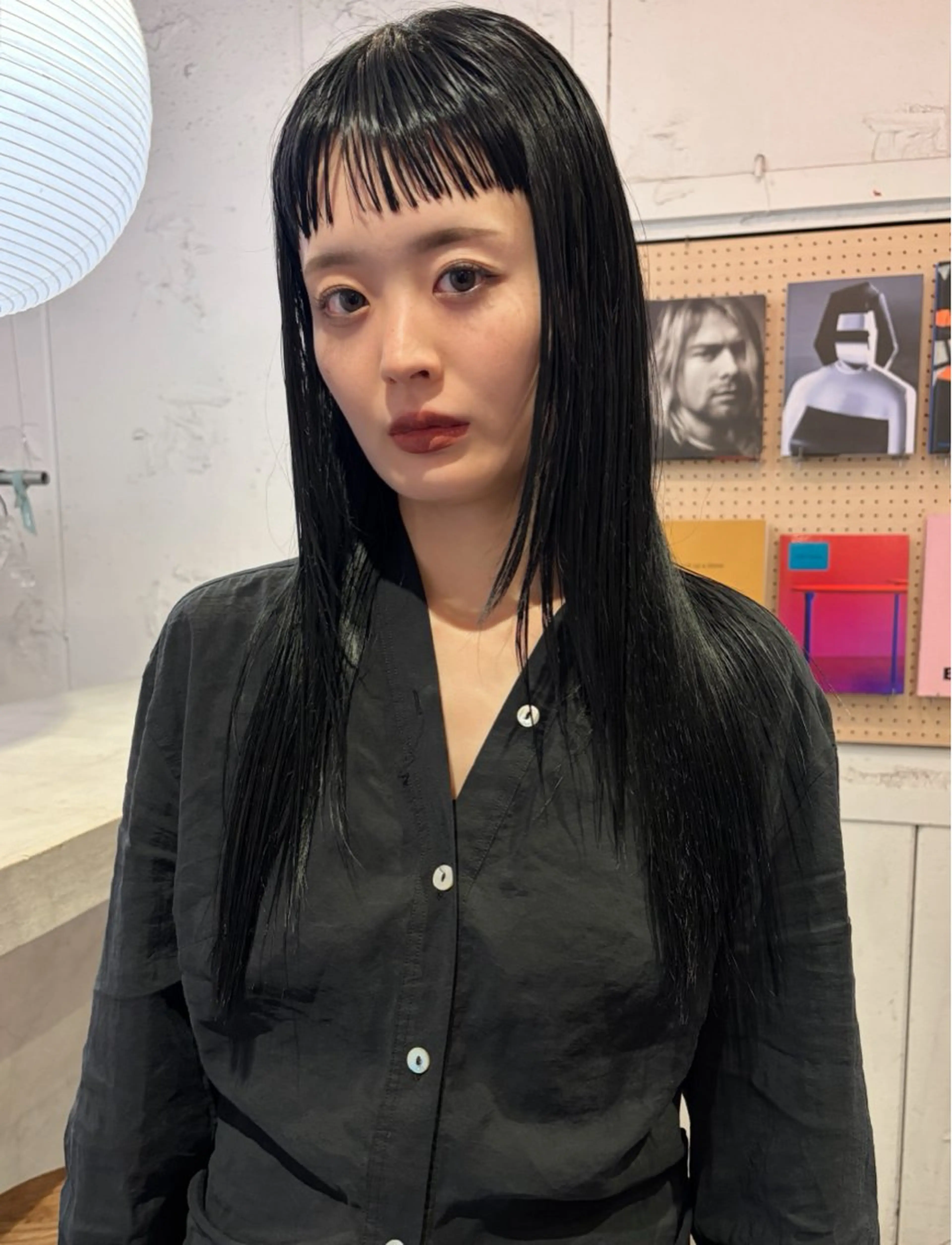 ロング カラー 黒髪 ロング オン眉 カット ヘアカラー トリートメント 村上雅人 ナチュラルモードのヘアスタイル