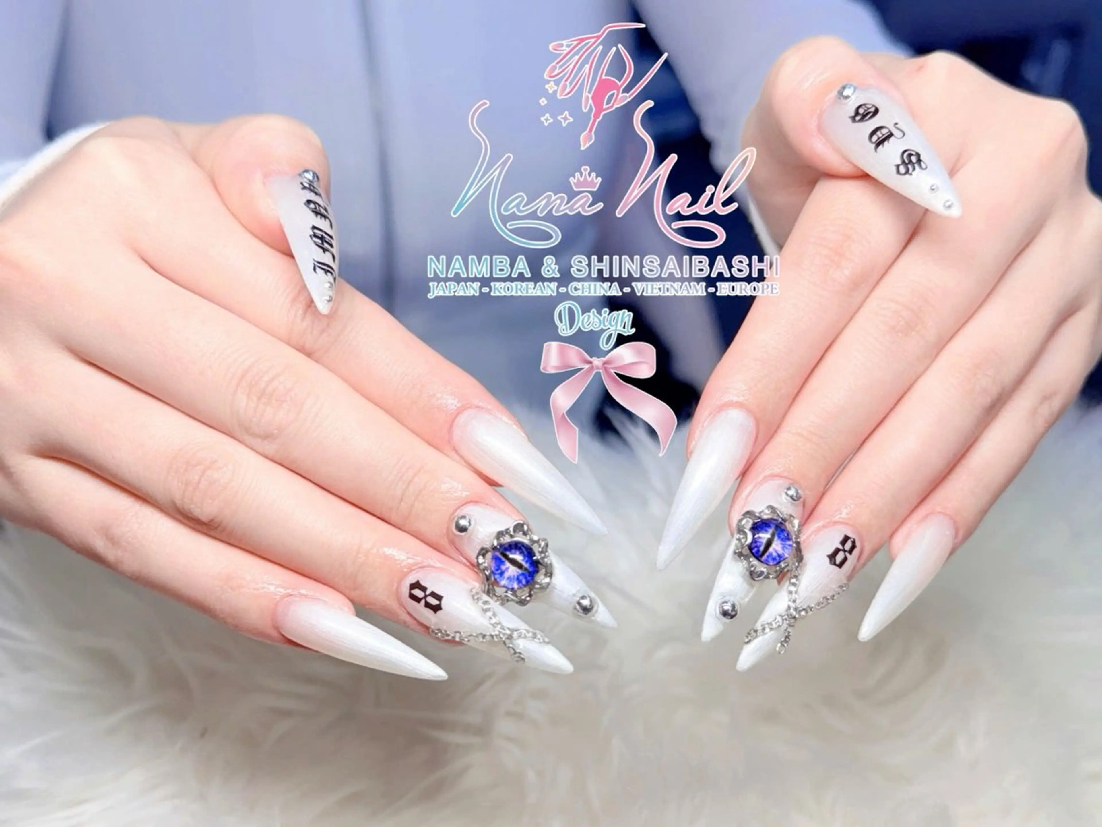セミロング 韓国風ヘア クリスマス ハンドネイル Linanail Nambaのマツエク・マツパデザイン
