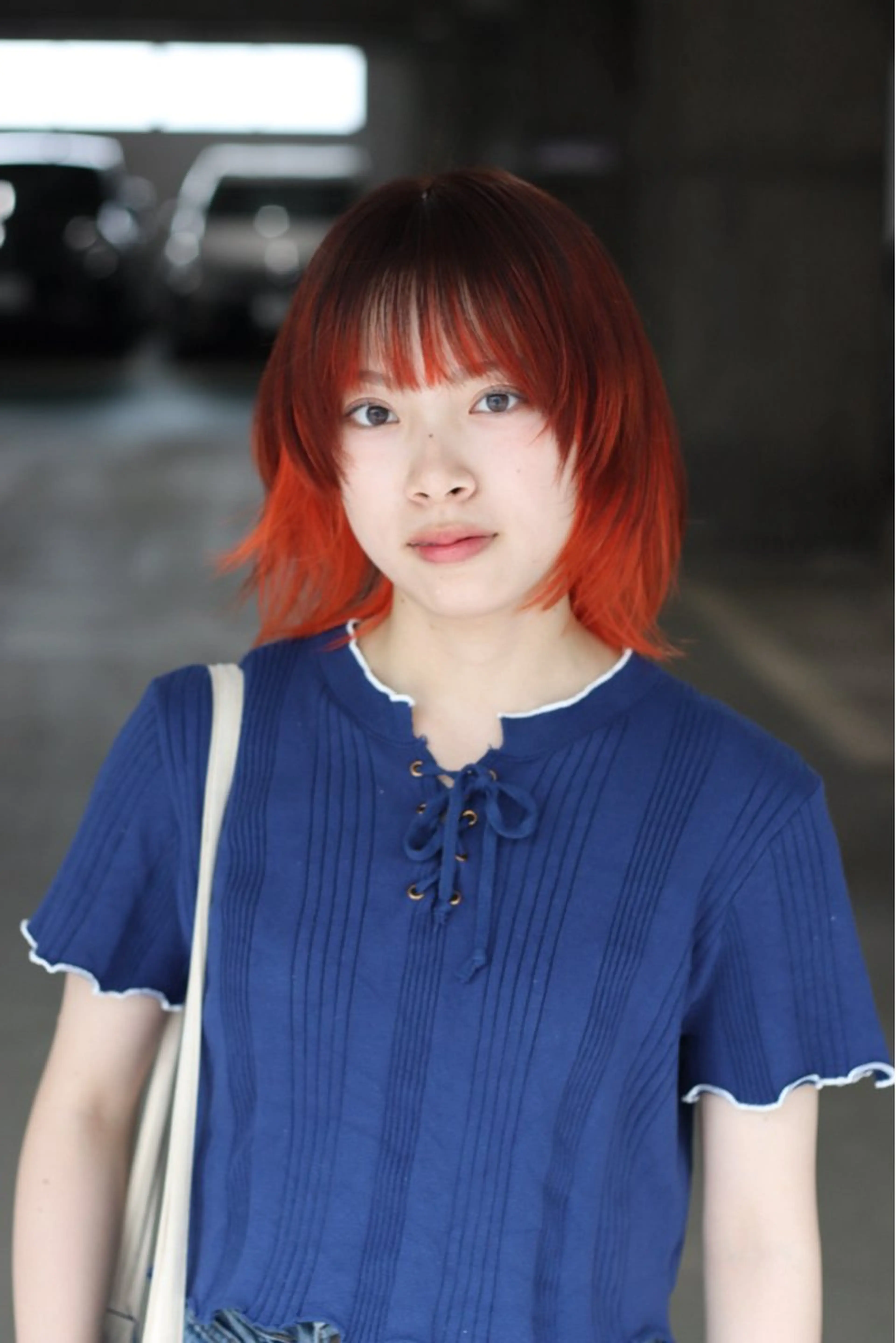 ミディアム カラー オレンジ joh/メンズ/ ブリーチ/矢場町のヘアスタイル