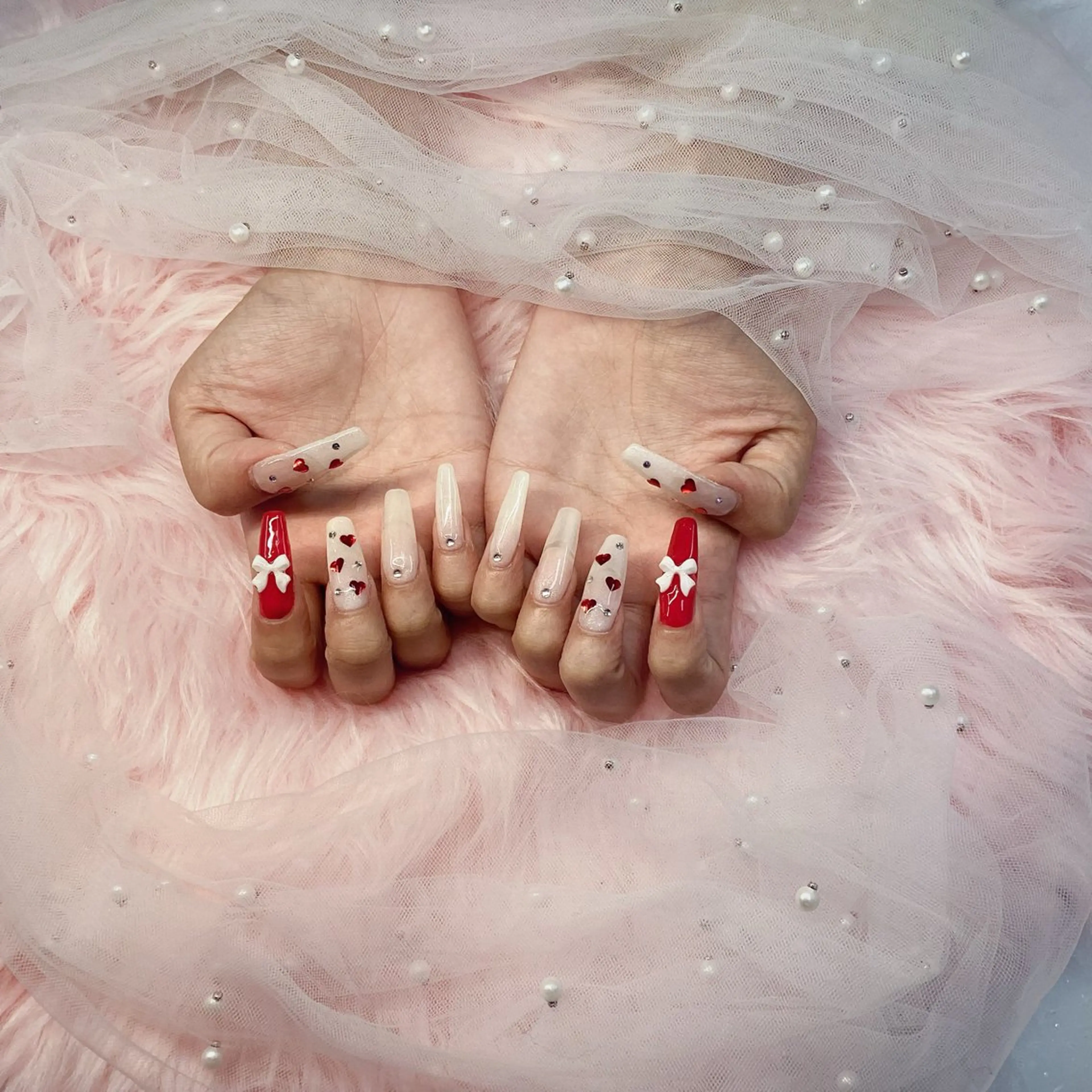 ロング パーツ全部¥110 サロンミミのネイルデザイン