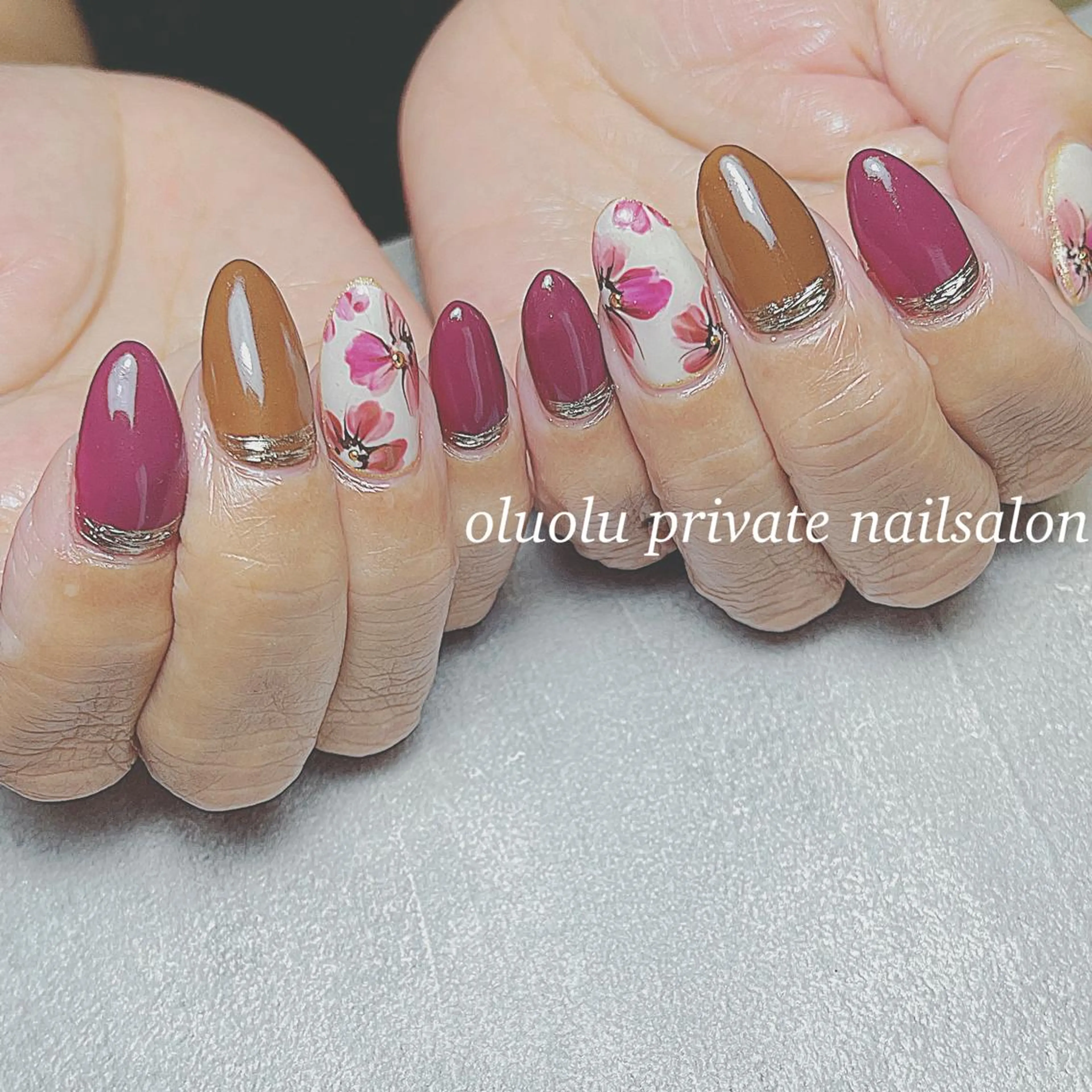 ネイル アートネイル フラワーネイル フットネイル ジェルネイル 持ち込み ハンドネイル 大村 紬華のネイルデザイン