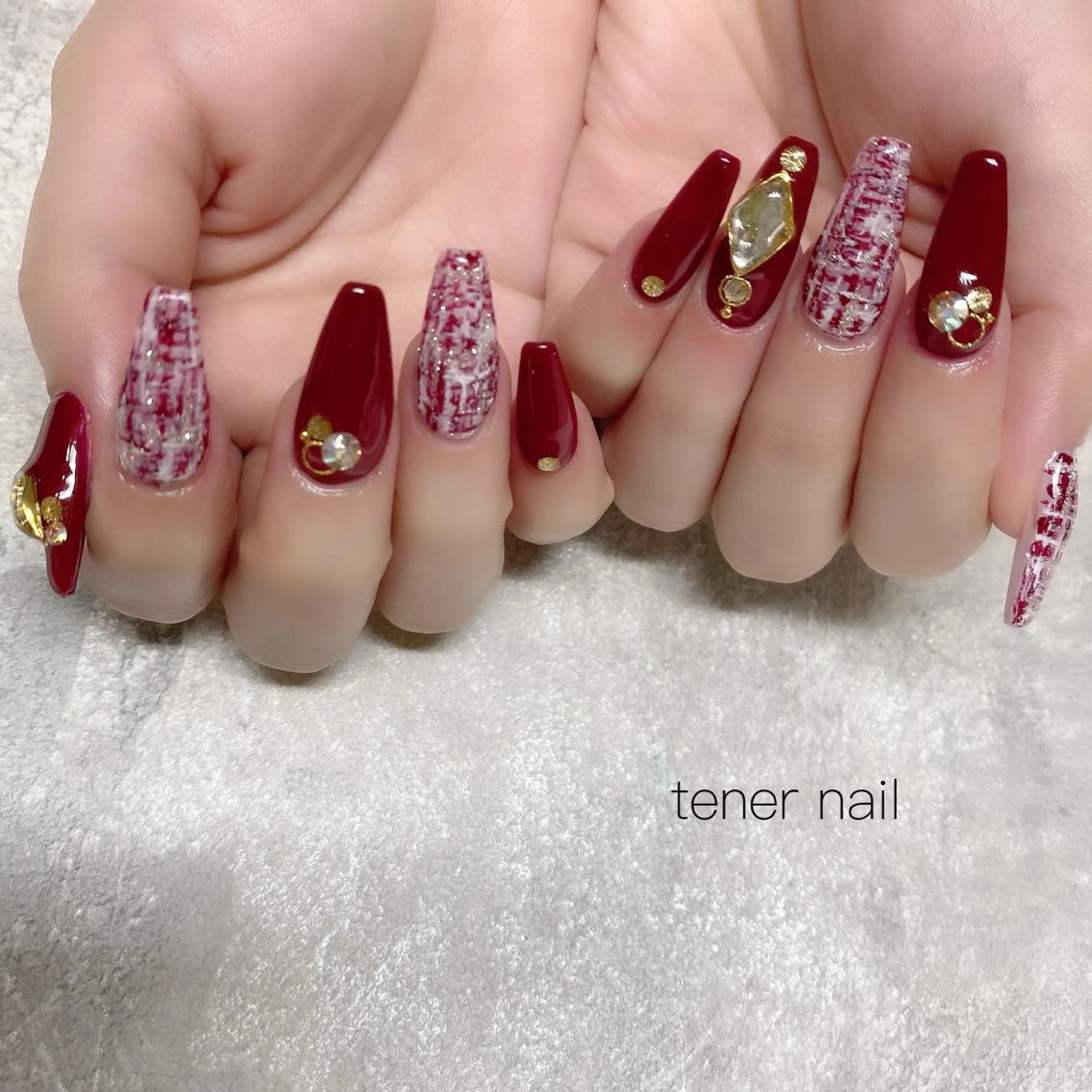 ネイル ボルドー ツイードネイル テネルネイル tener nailのネイルデザイン