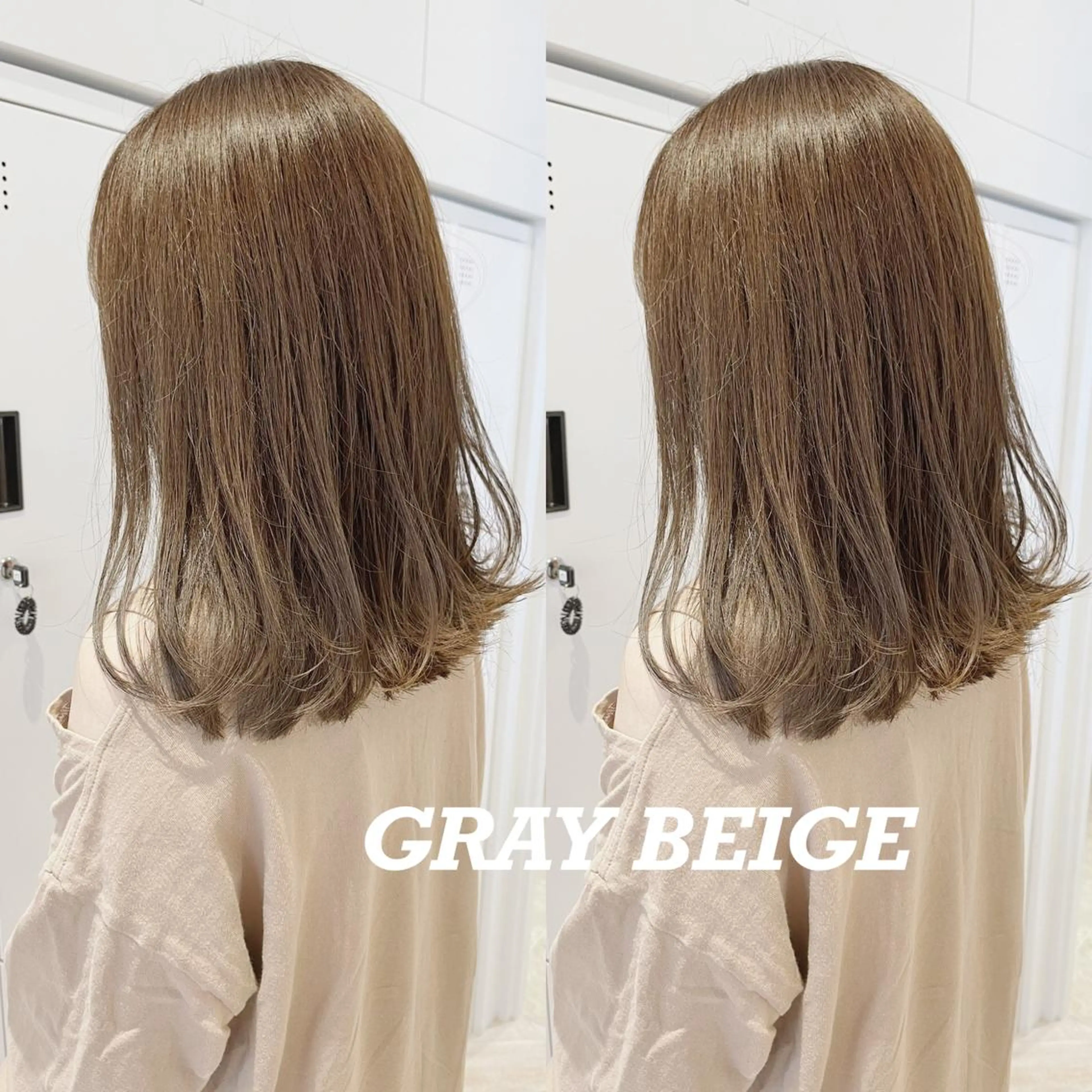 ミディアム カラー ヘアアレンジ グレージュ 佐々木 裕一のヘアスタイル