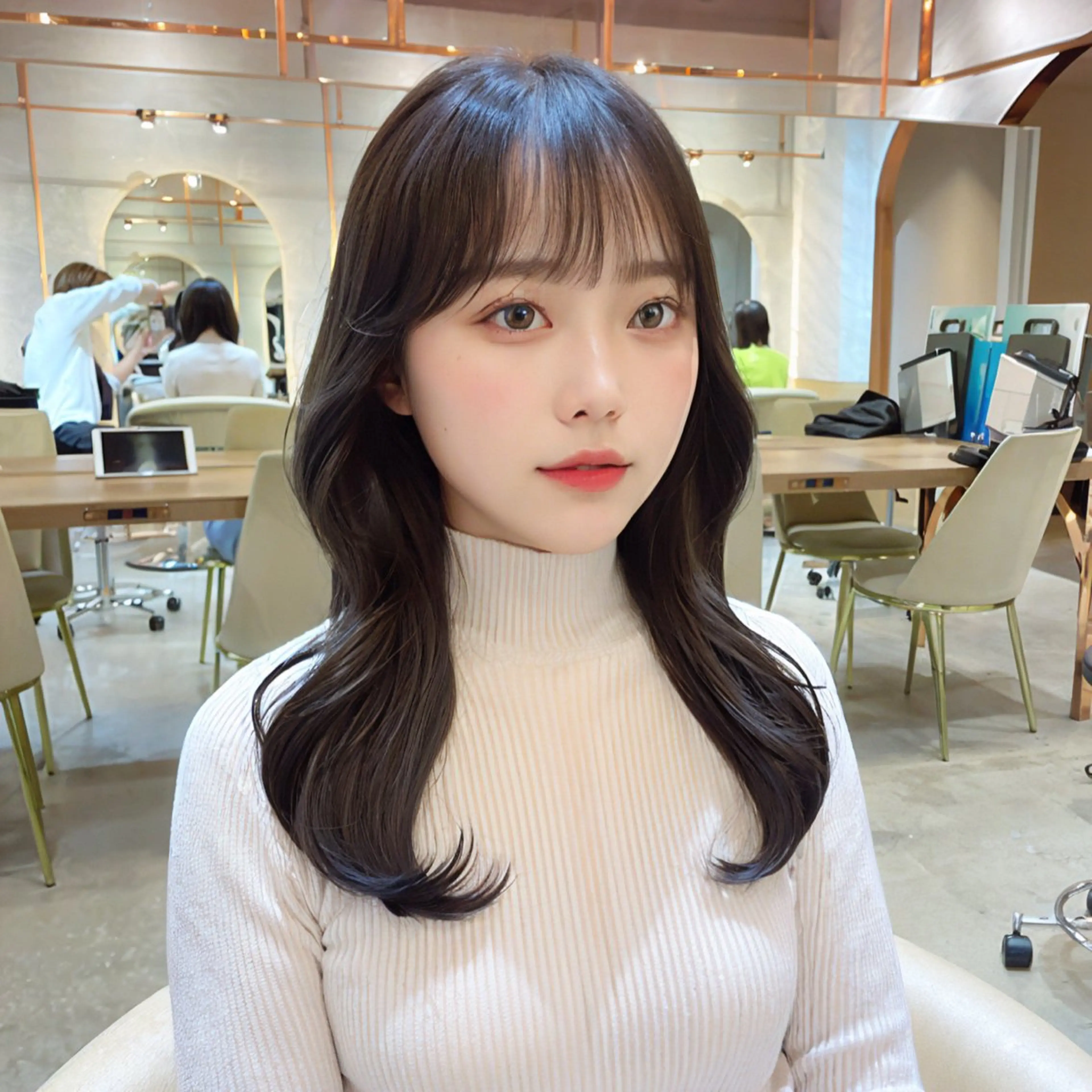 ミディアム カラー カット ヘアカラー トリートメント レイヤー/韓国ヘア 縮毛矯正🫧鈴木颯のヘアスタイル