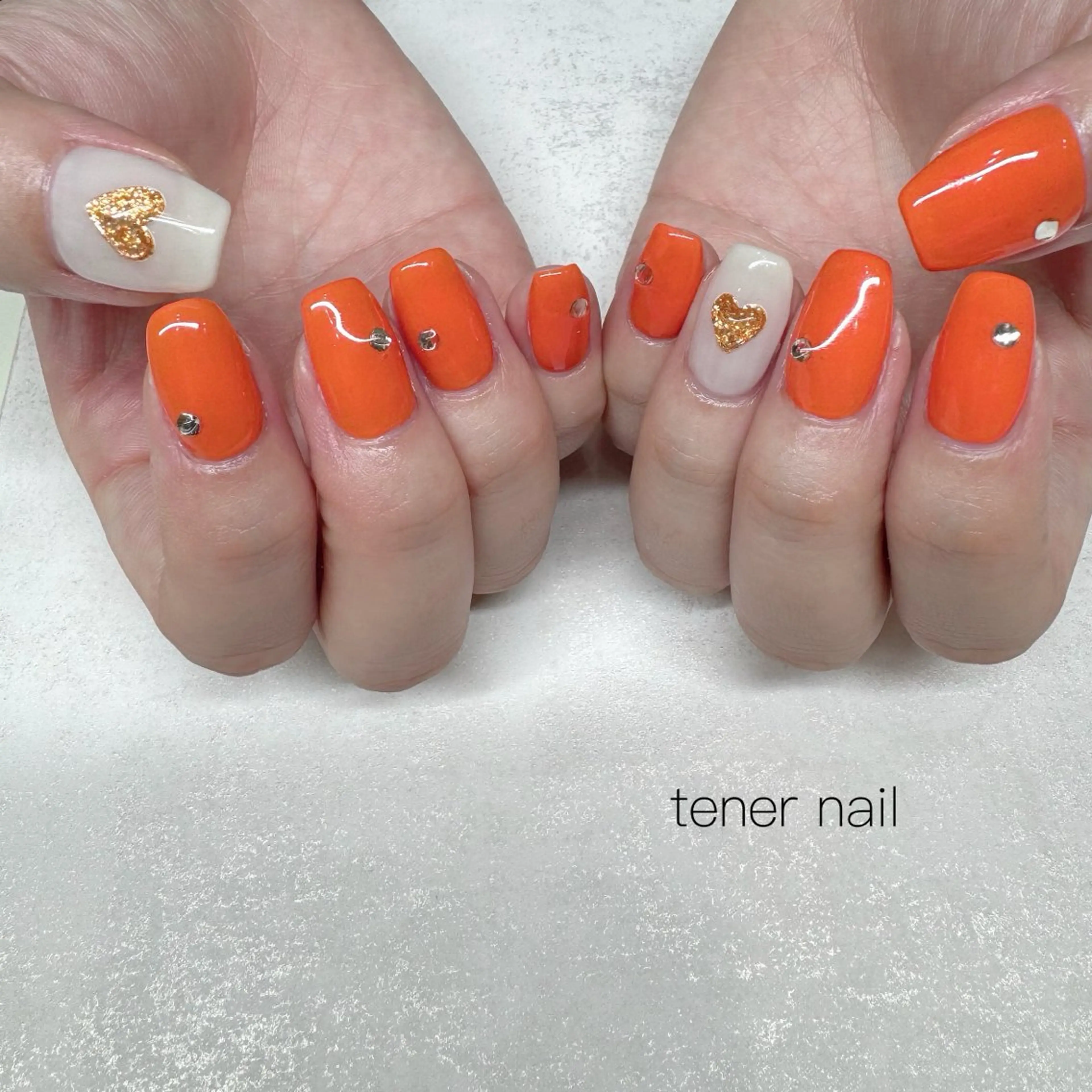 ネイル オレンジ ハンドネイル テネルネイル tener nailのネイルデザイン