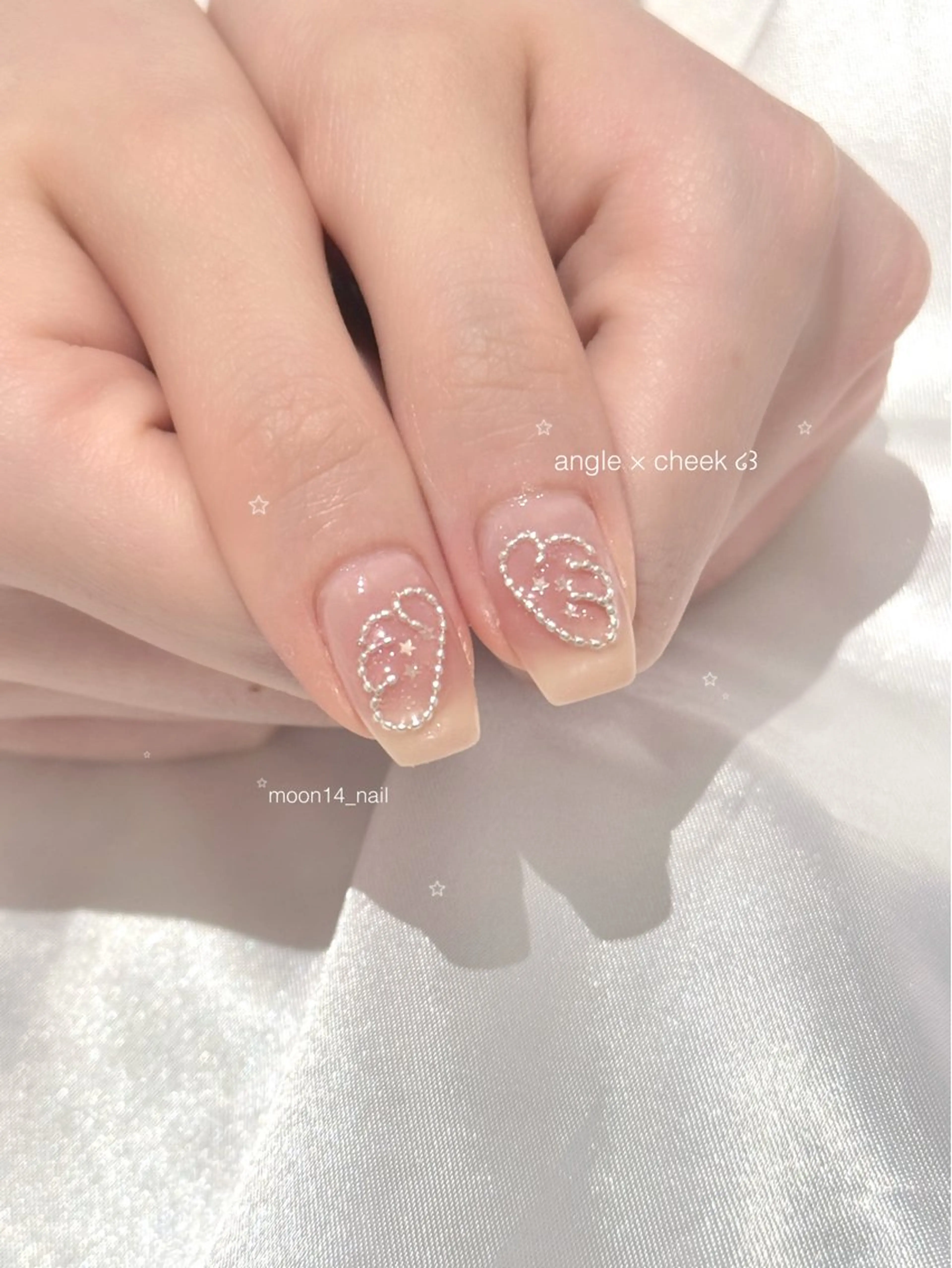 ネイル チークネイル ジェルネイル ガーリー パラジェル ワンホンネイル ハンドネイル natsuki 💫のネイルデザイン