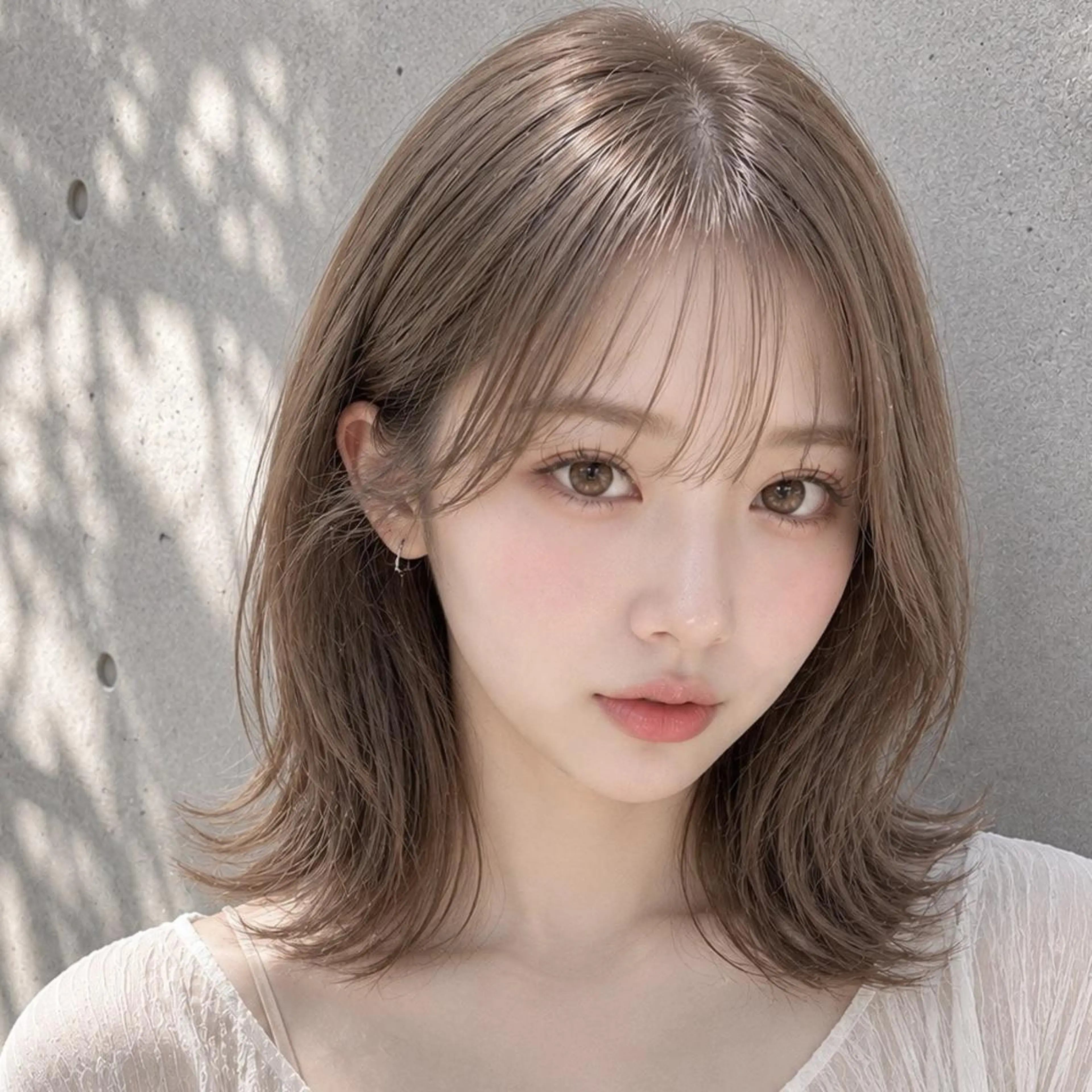 ミディアム ミディアムレイヤー ボブ くびれヘア 髪質改善 韓国風ヘア カット ヘアカラー Marin 🦢🩵のヘアスタイル