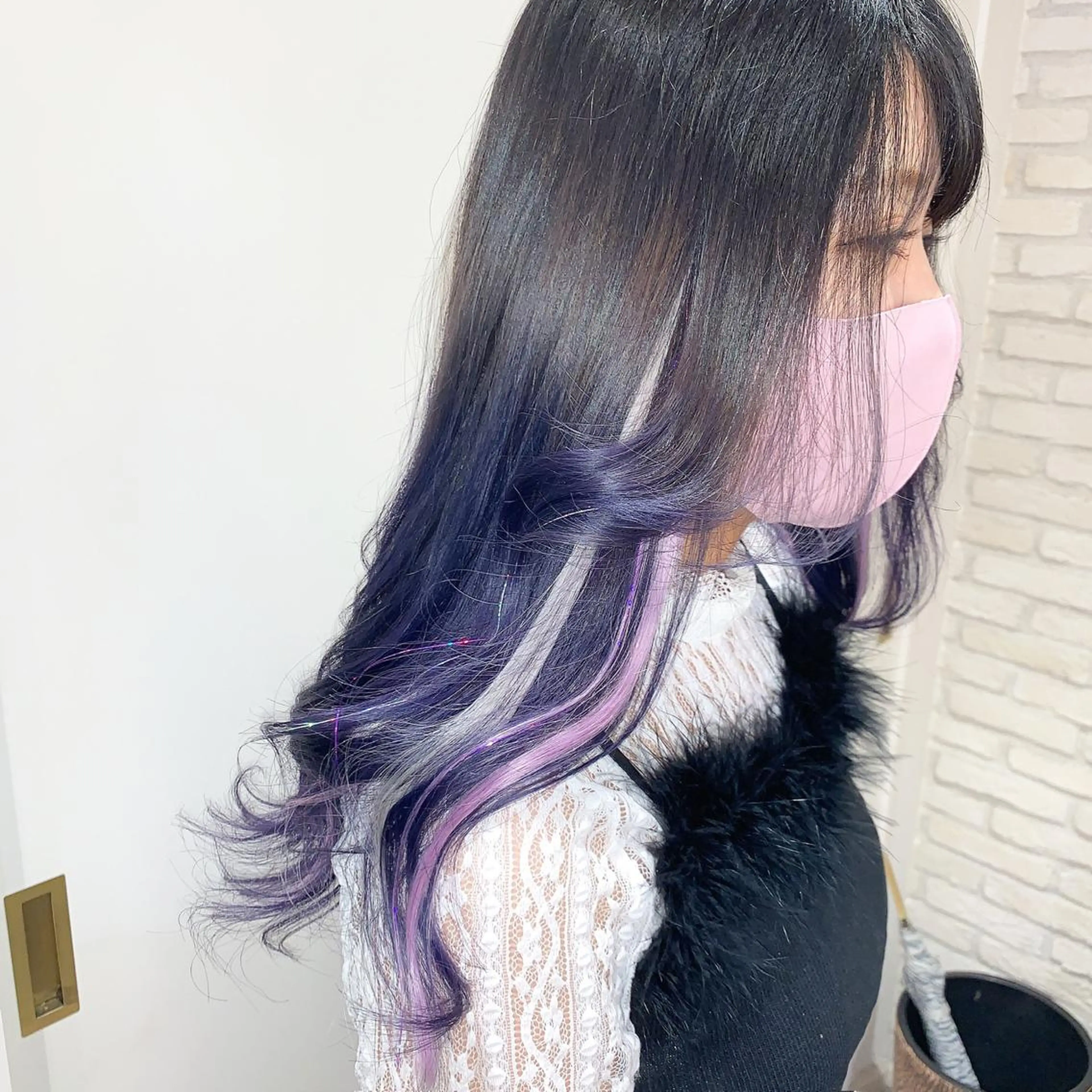 ロング カラー ブルーカラー ブルーラベンダー ラベンダーカラー エクステ ミユ🎀エクステ 🎨デザインカラーのヘアスタイル