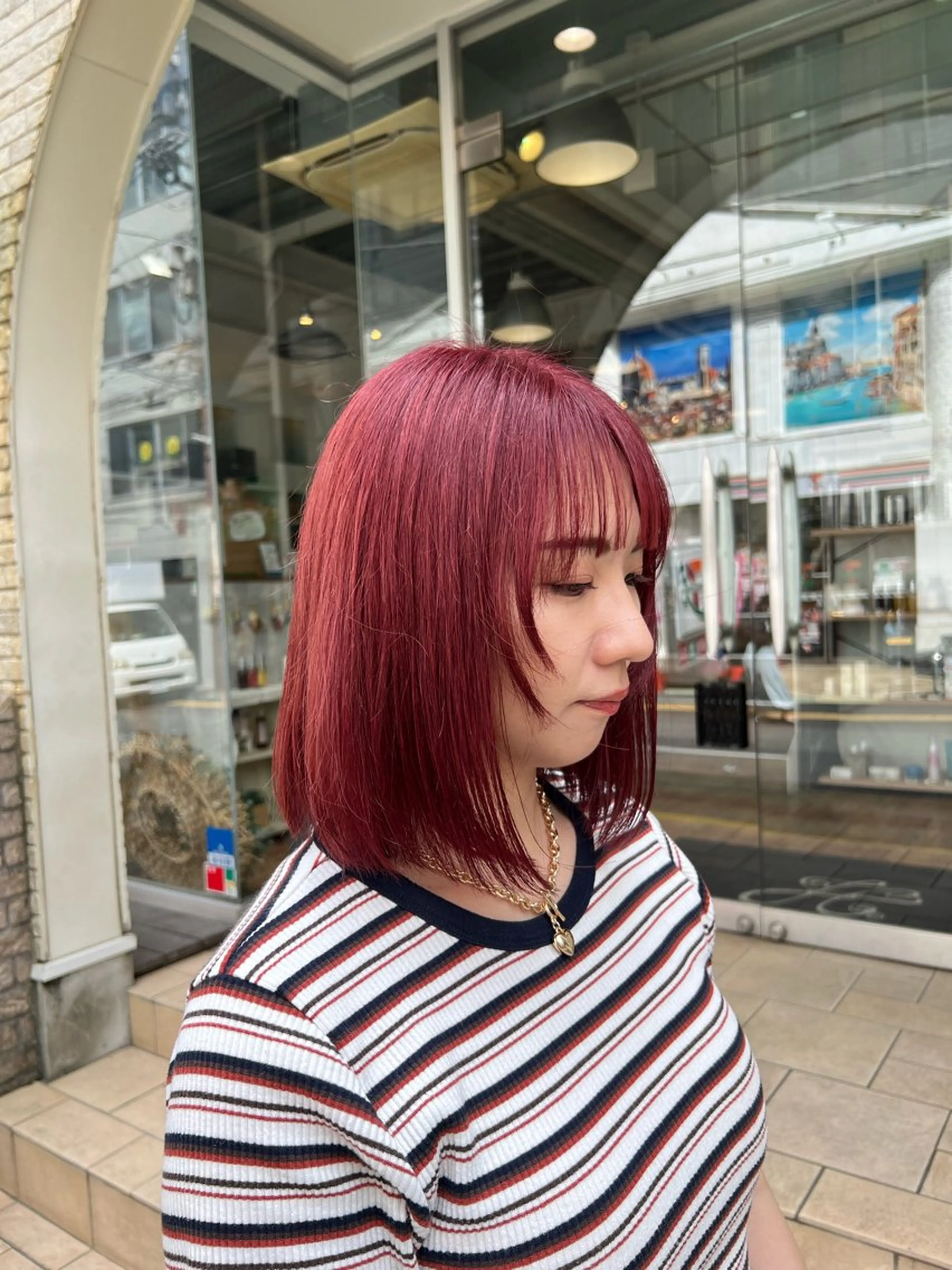 カラー レッドカラー ヘアカラー トリートメント インナーカラー♡ Nanakoのヘアスタイル