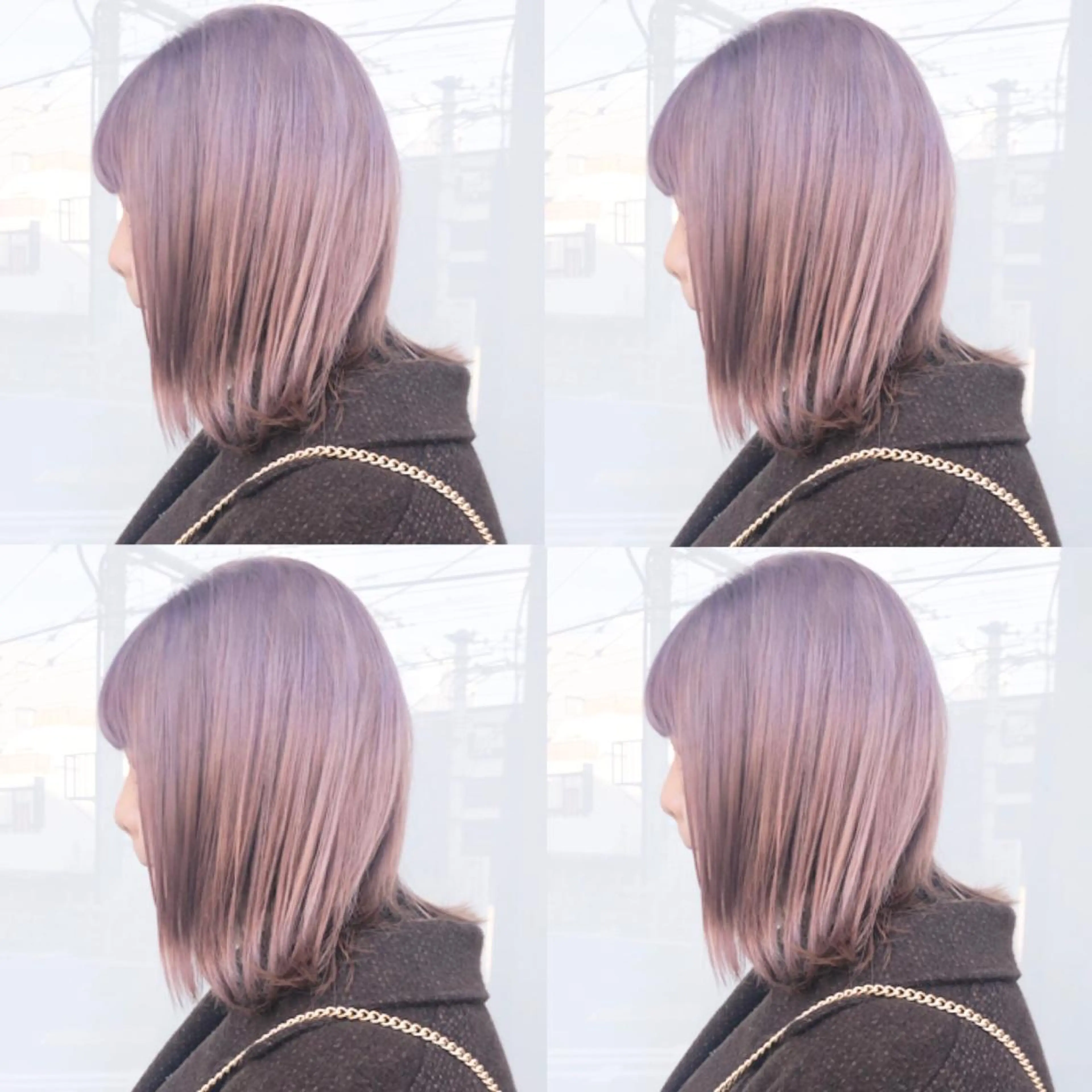 ミディアム パープルカラー ウルフカット ハッシュカット/七海のヘアスタイル